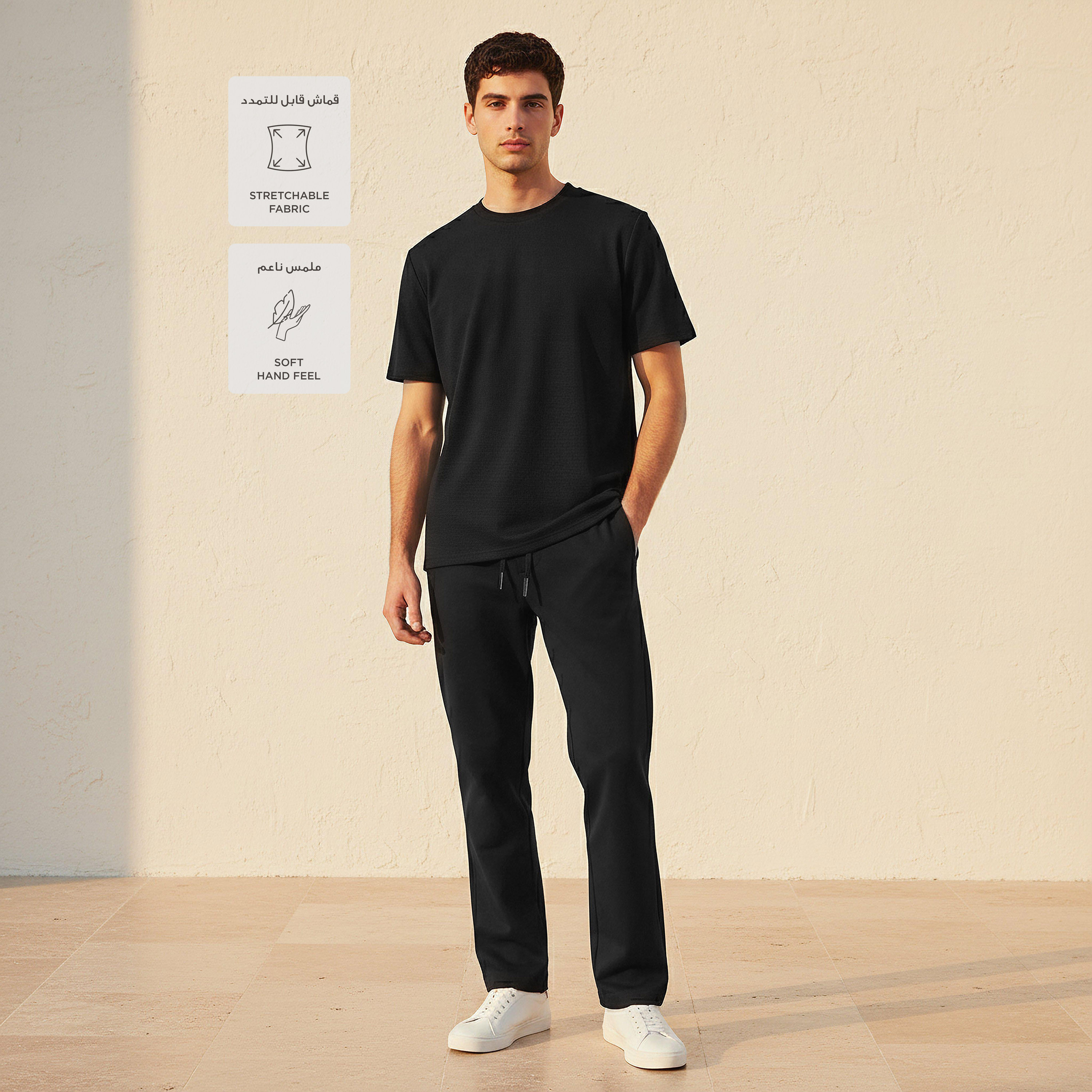 تيشيرت بنمط وافل بارز الملمس للرجال من لاف بانجولين-men-clothing-sportswearandactivewear-tshirtsandpolos-image-3