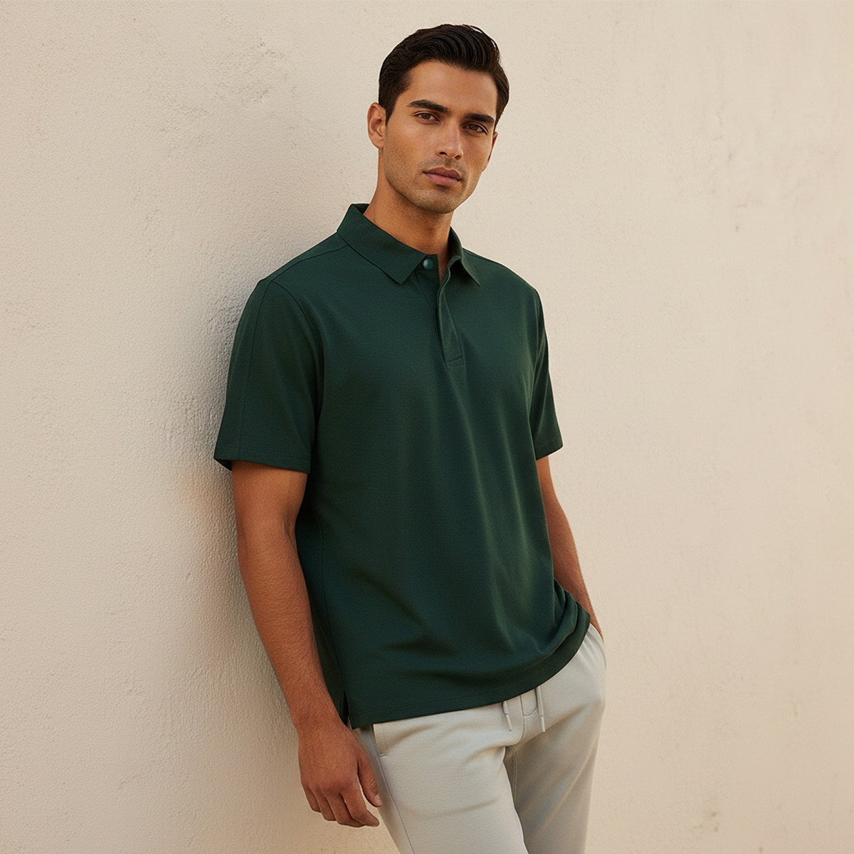 تيشيرت بولو مرن بياقة كلاسيكية أنيقة-men-clothing-sportswearandactivewear-tshirtsandpolos-image-1