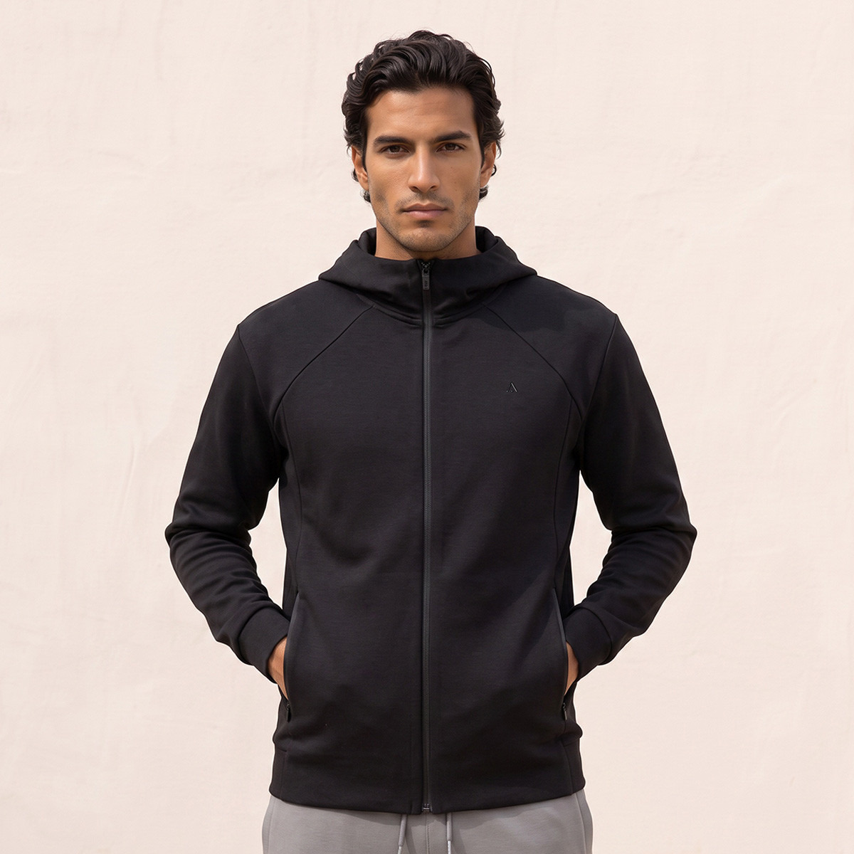 Colourblock Zip Through Hoodie with Pocket-men-winterwear-hoodiesandsweatshirts-image-1