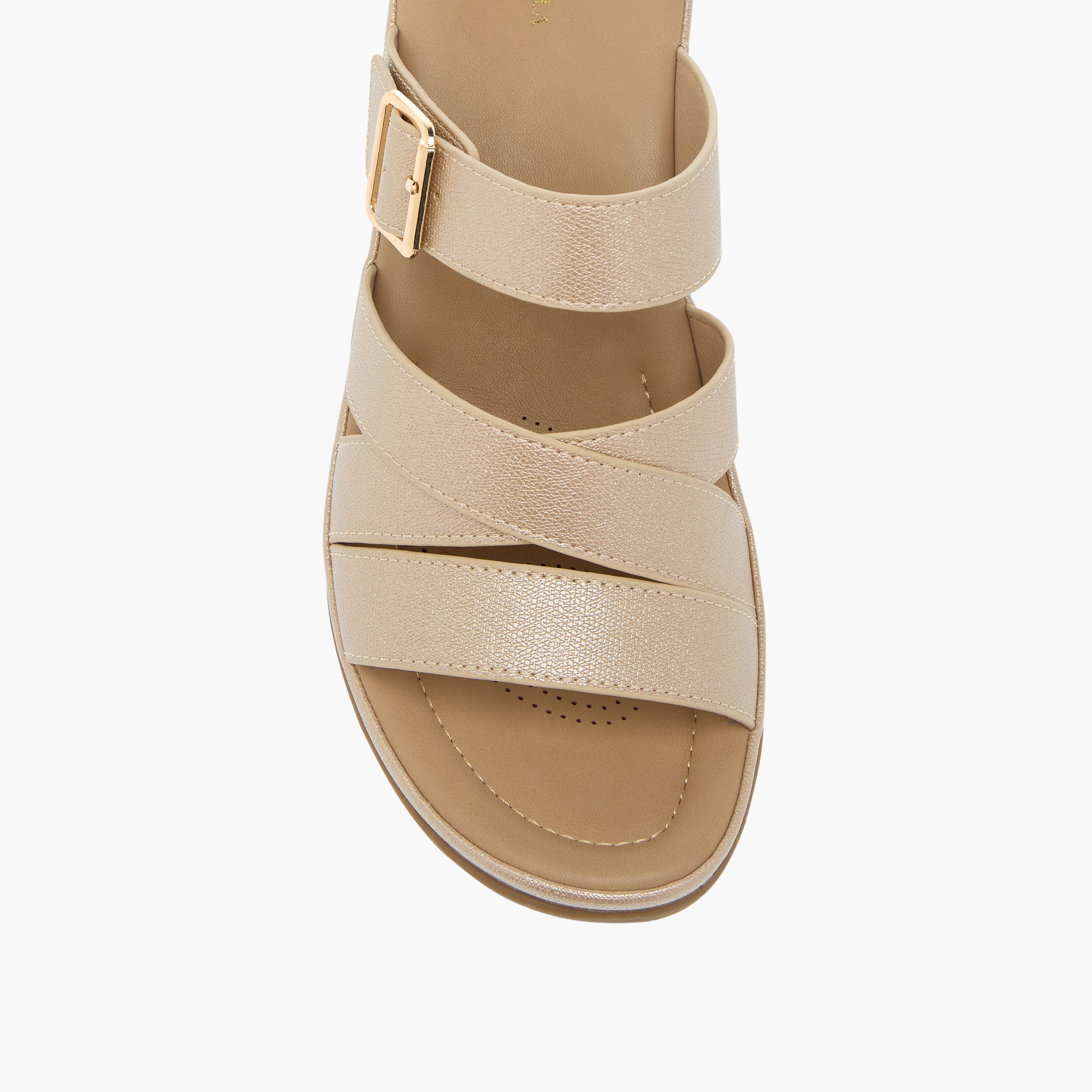 صندل مريح سهل الارتداء بارز الملمس بكعب ويدج وإبزيم من فلورا بيلا-women-shoes-sandals-heeled-image-4