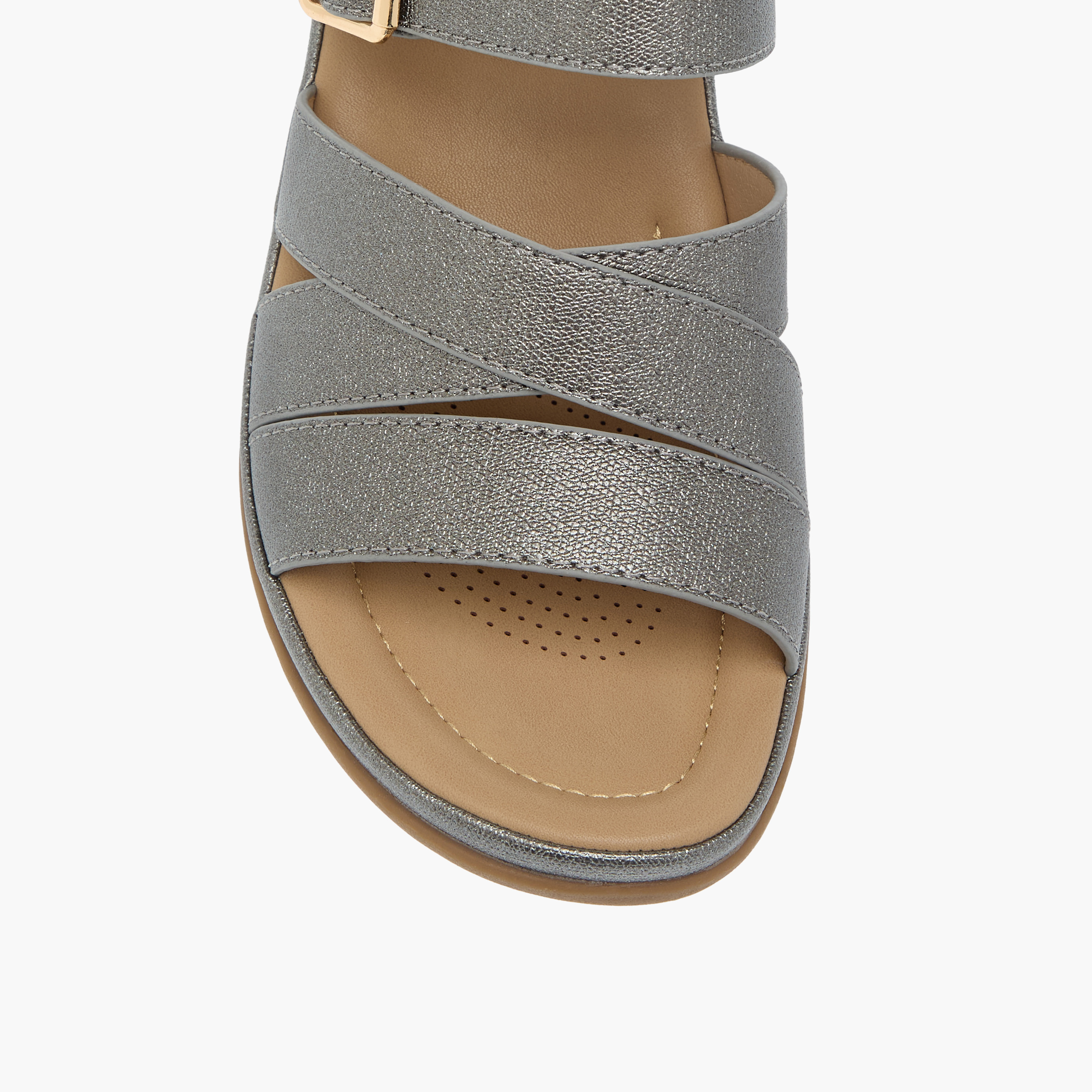 Flora Bella Textured Slip-On Wedge Heel Comfort Sandals with Buckle Detail-women-shoes-sandals-heeled-image-4