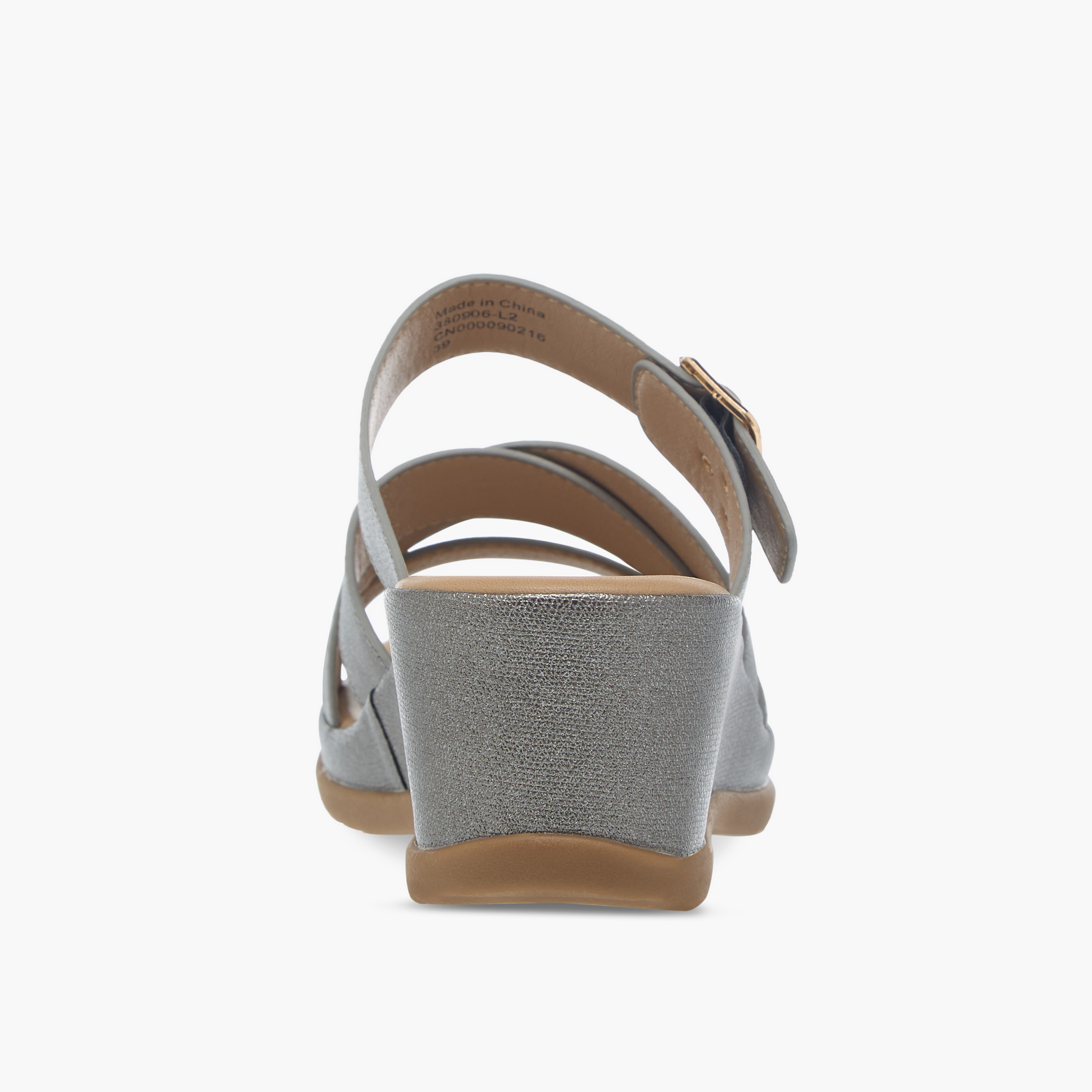 Flora Bella Textured Slip-On Wedge Heel Comfort Sandals with Buckle Detail-women-shoes-sandals-heeled-image-5