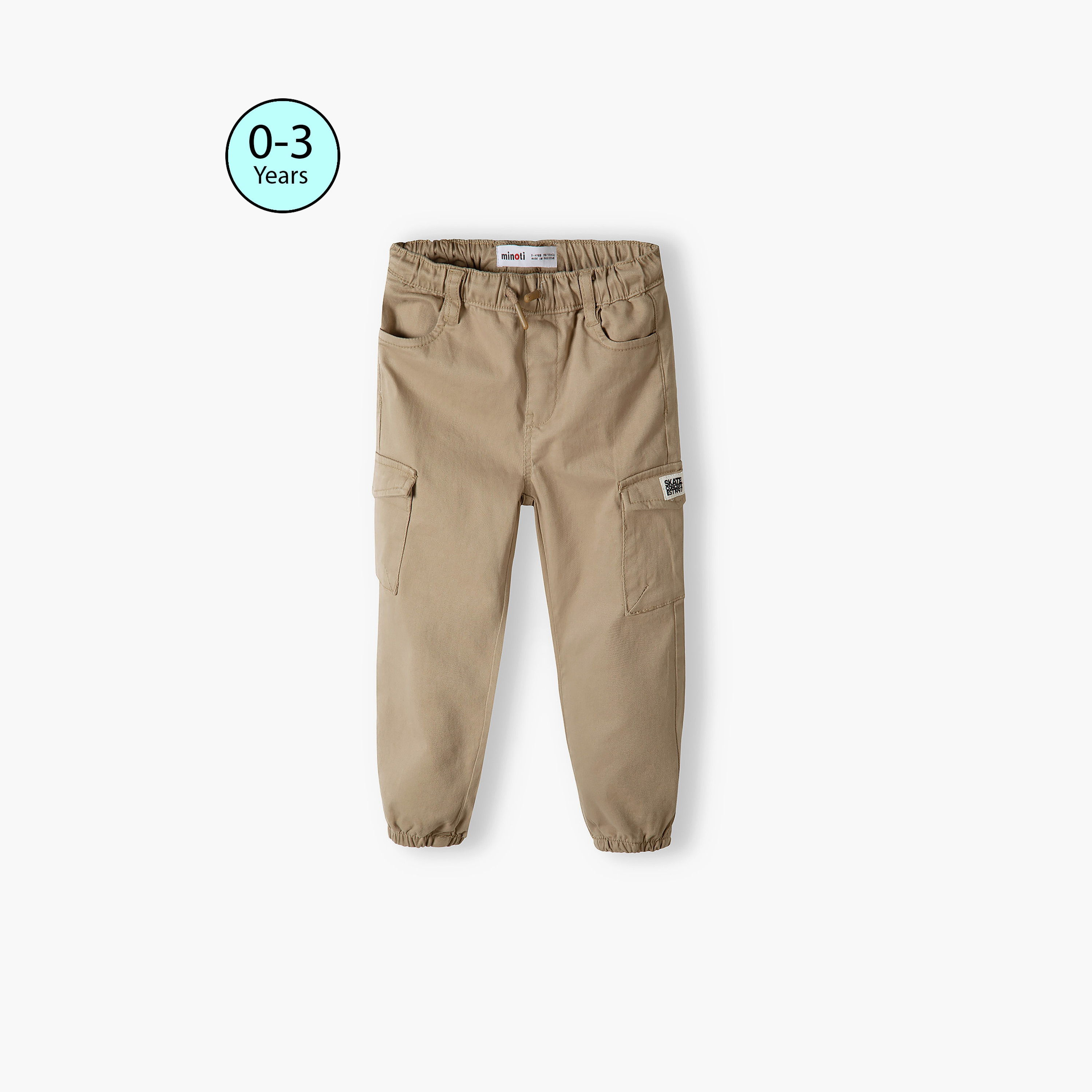 Minoti Solid Comfort Fit Combat Joggers-baby-boys-clothing-bottoms-joggersandtrackpants-image-1