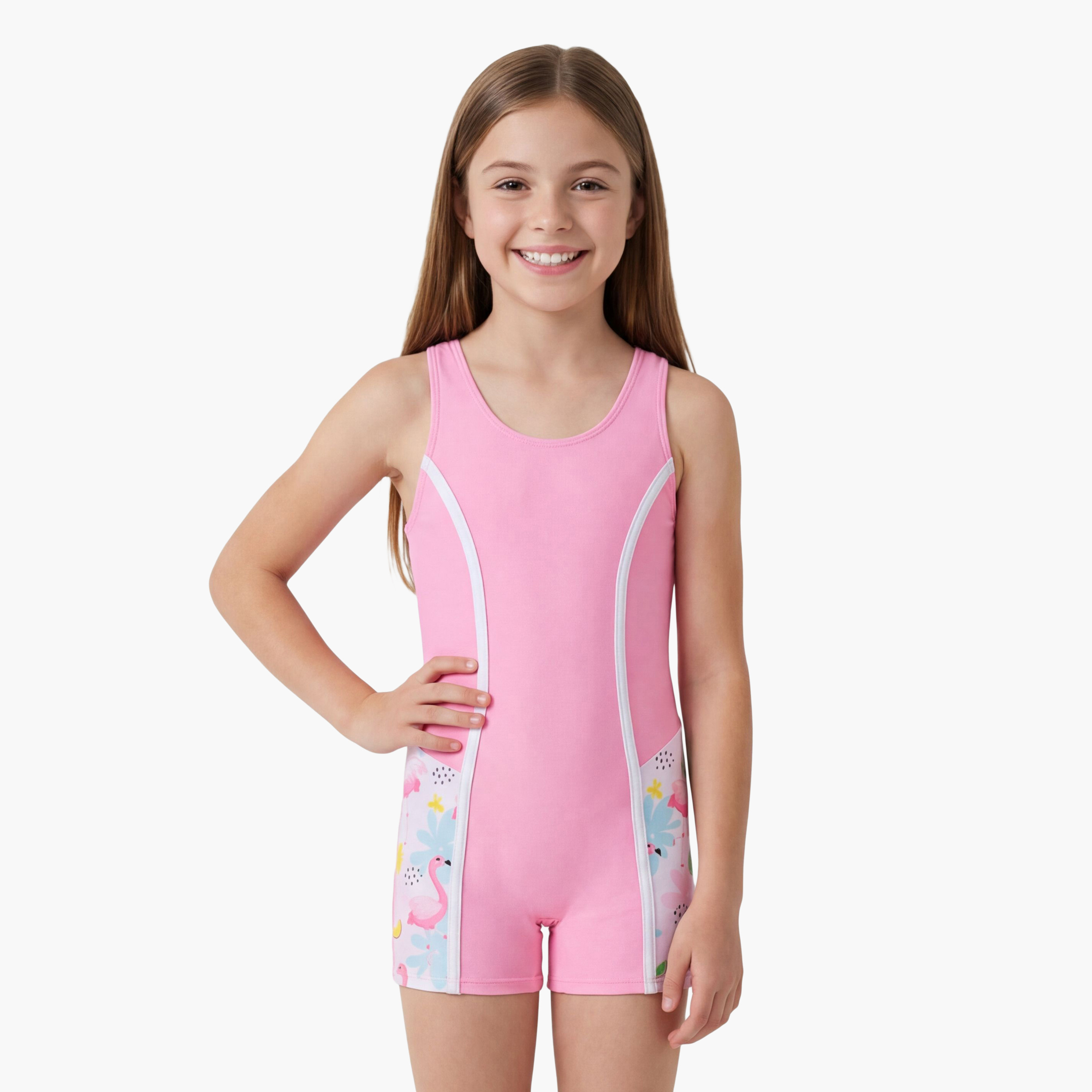 أحذية كويغا للفتيات للمسبح والشاطئ - زهور وردية وردية AOP-sports-gear-swimming-girl-image-3