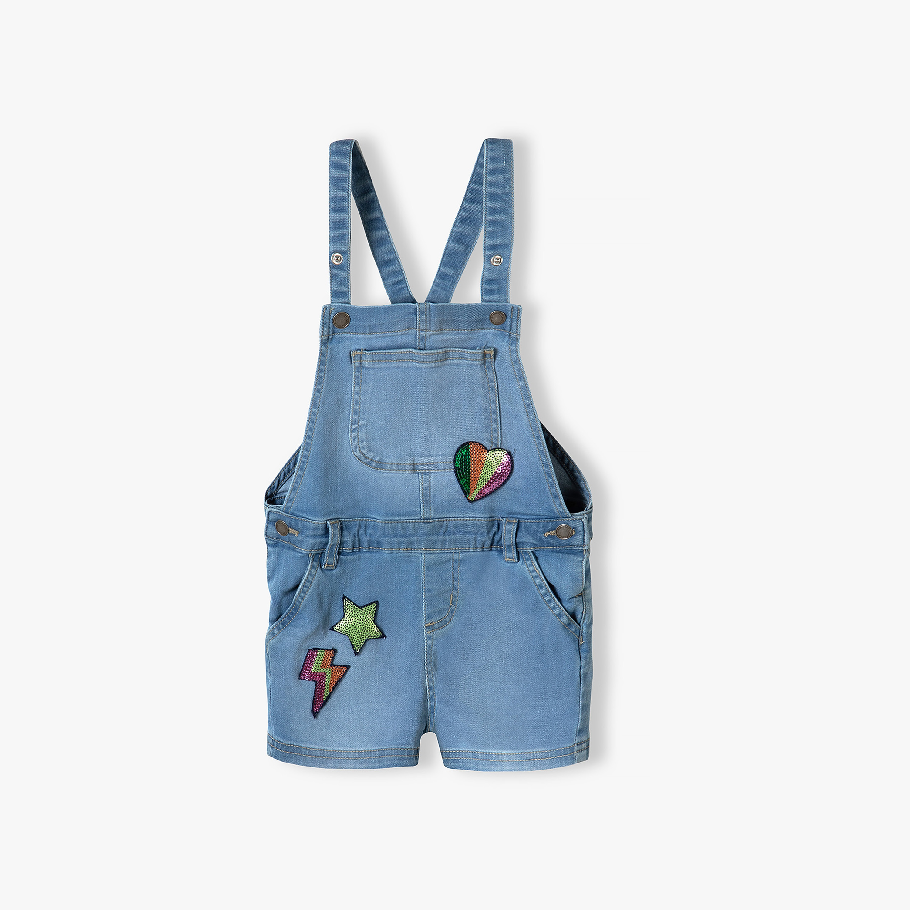 Minoti Embellished Sleeveless Dungarees with Neon Sequins-girls-clothing-rompers-image-2