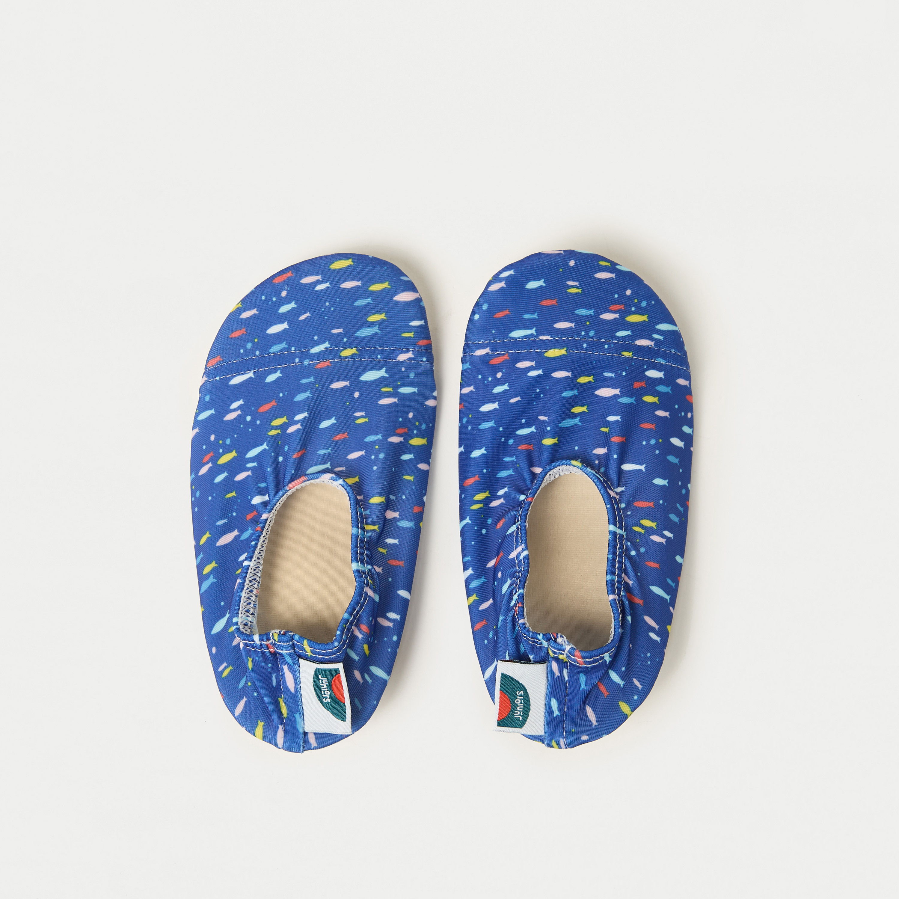 Juniors All-Over Fish Print Anti-Slip Swimming Slippers-boys-clothing-sportswear-swimwear-image-1