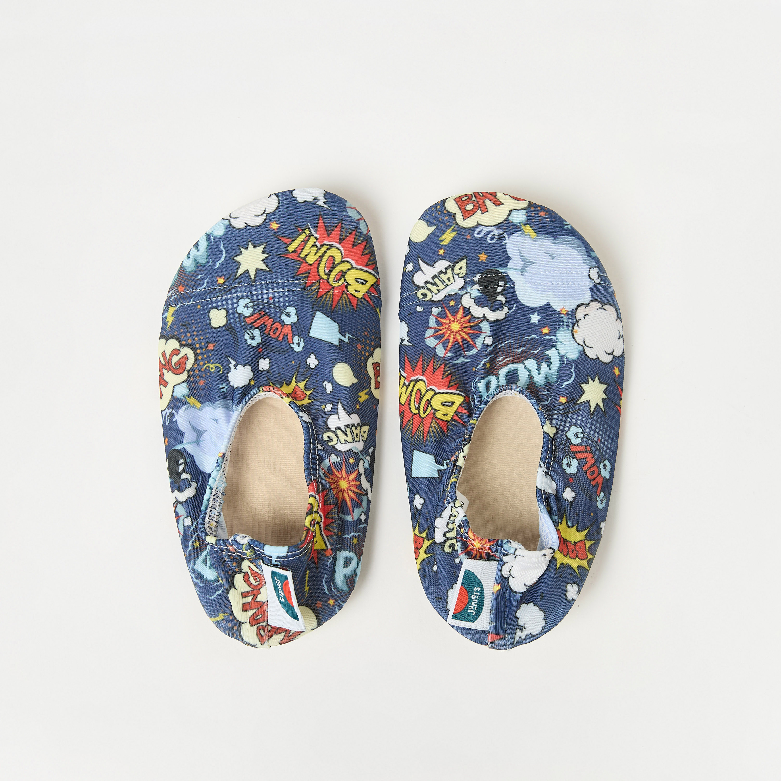 Juniors All-Over Graphic Print Anti-Slip Swimming Slippers-boys-clothing-sportswear-swimwear-image-1
