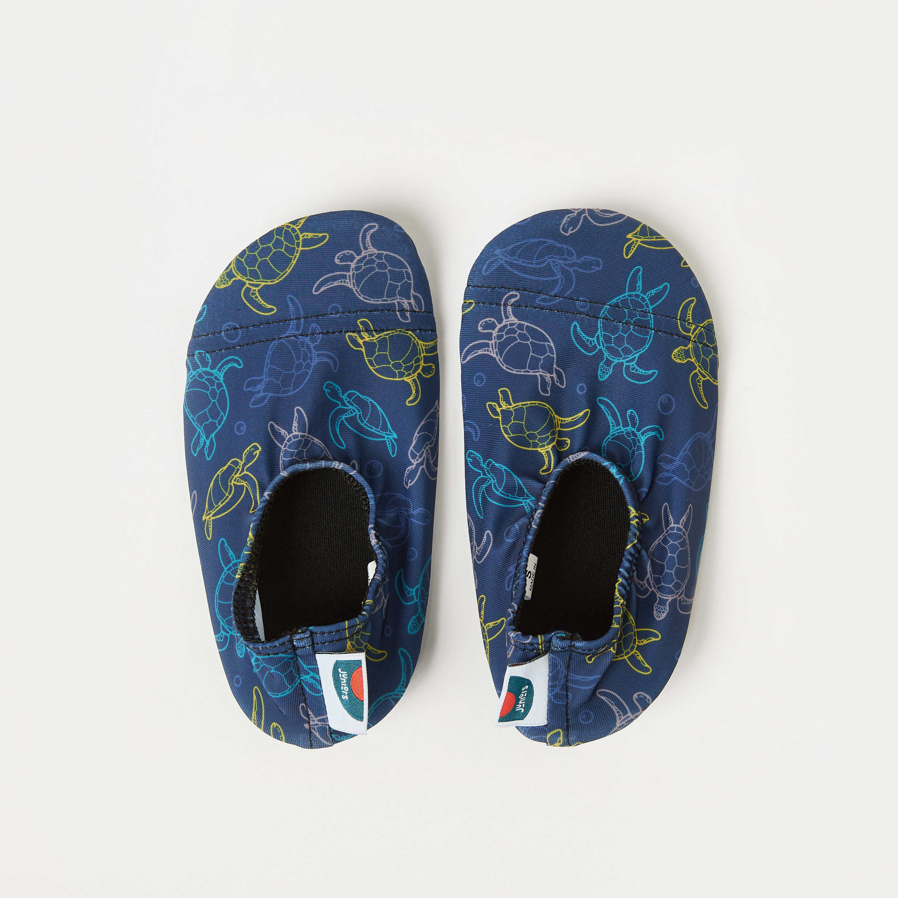 Juniors All-Over Turtle Print Anti-Slip Swimming Slippers-boys-clothing-sportswear-swimwear-image-1