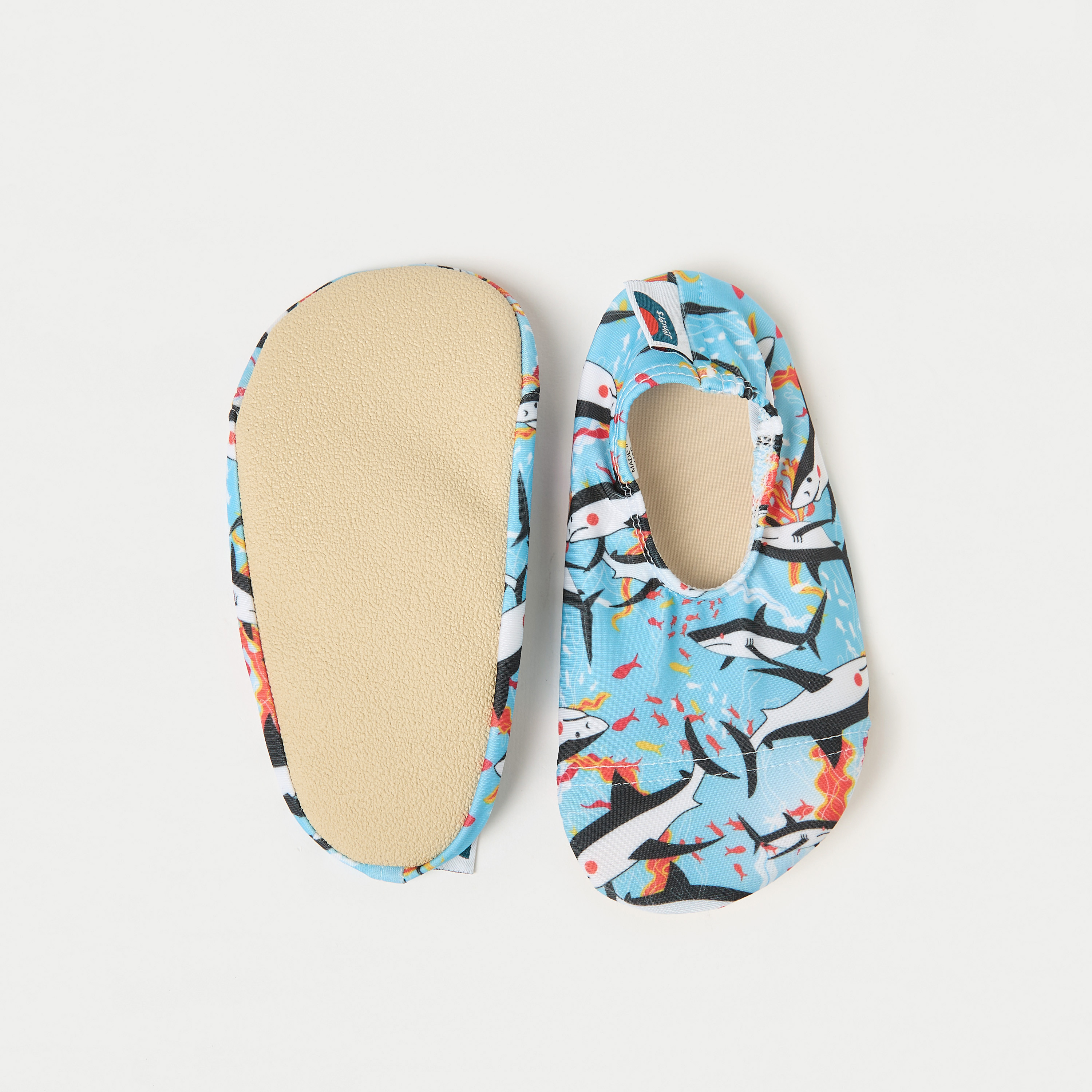 Juniors All-Over Shark Print Anti-Slip Swimming Slippers-boys-clothing-sportswear-swimwear-image-2