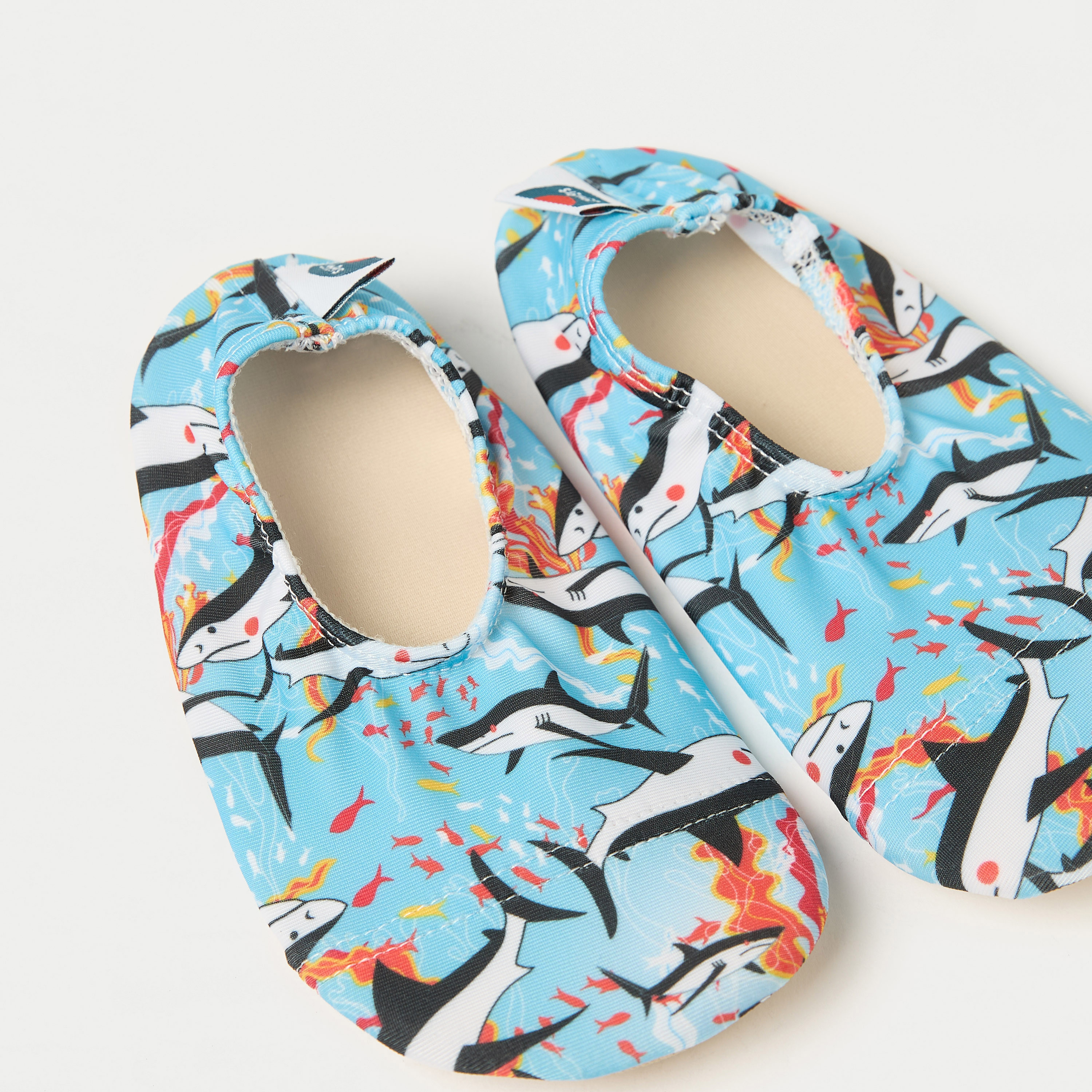 Juniors All-Over Shark Print Anti-Slip Swimming Slippers-boys-clothing-sportswear-swimwear-image-3