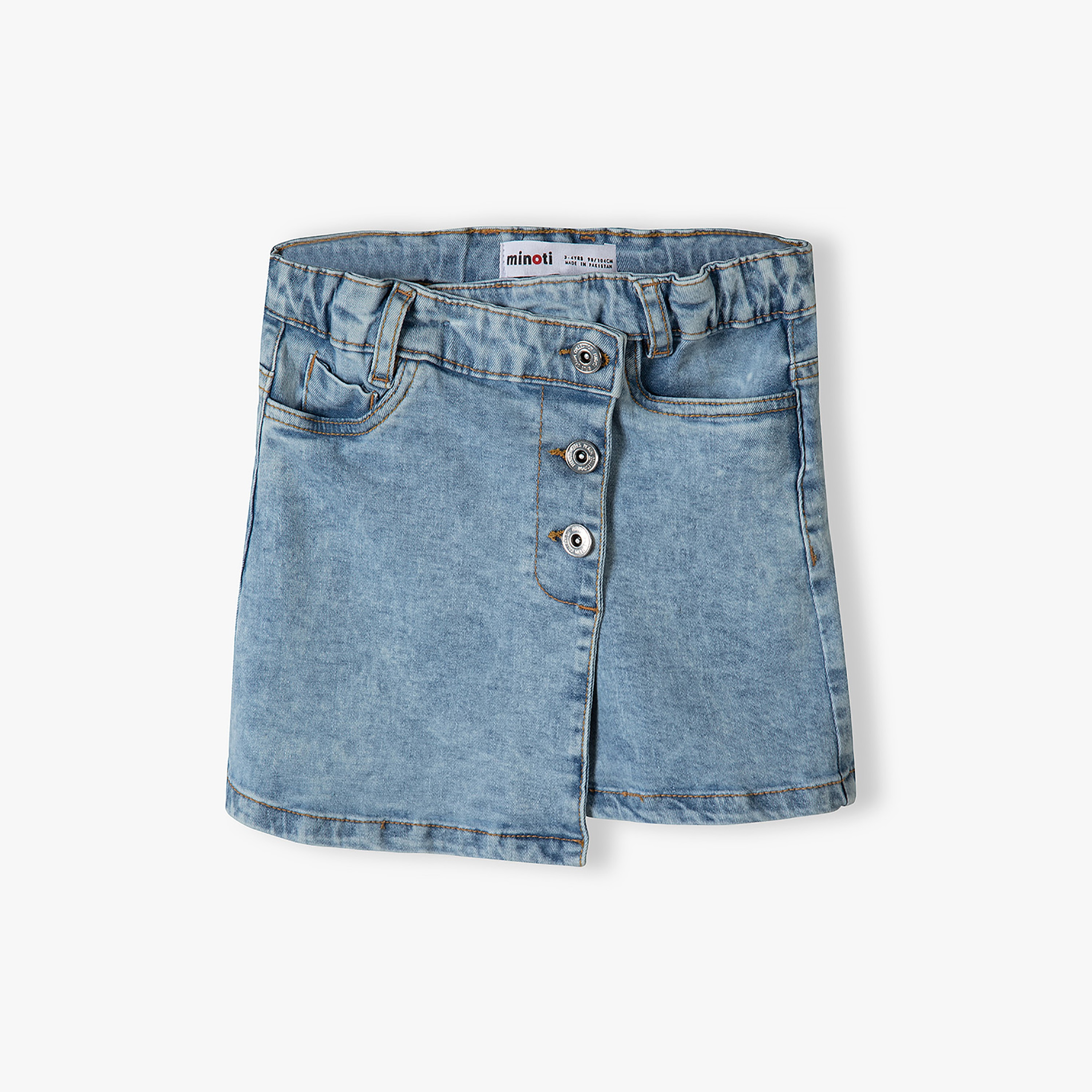 Minoti Solid Acid Wash Denim Skirt-girls-clothing-bottoms-skirts-image-2