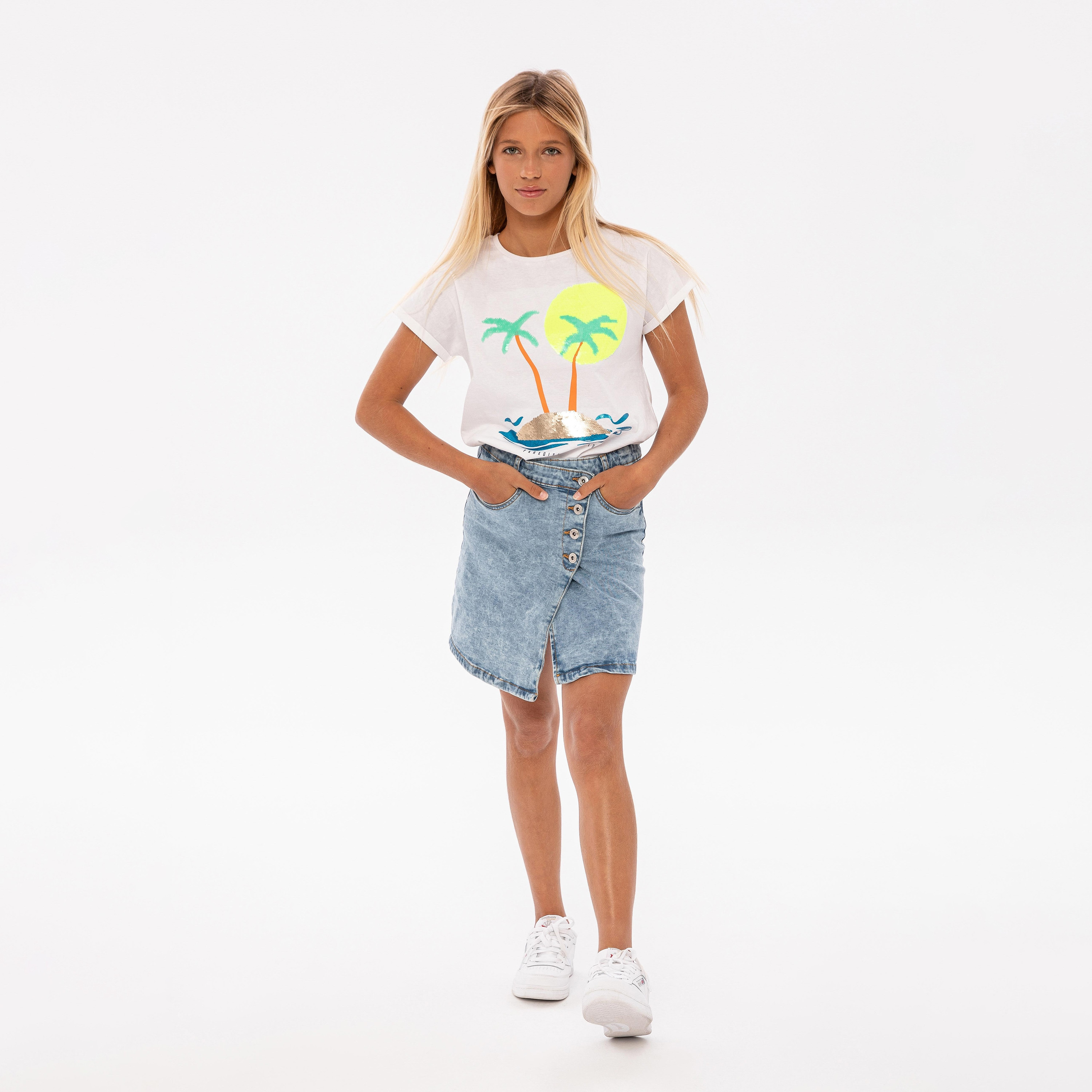 Minoti Solid Acid Wash Denim Skirt-girls-clothing-bottoms-skirts-image-3