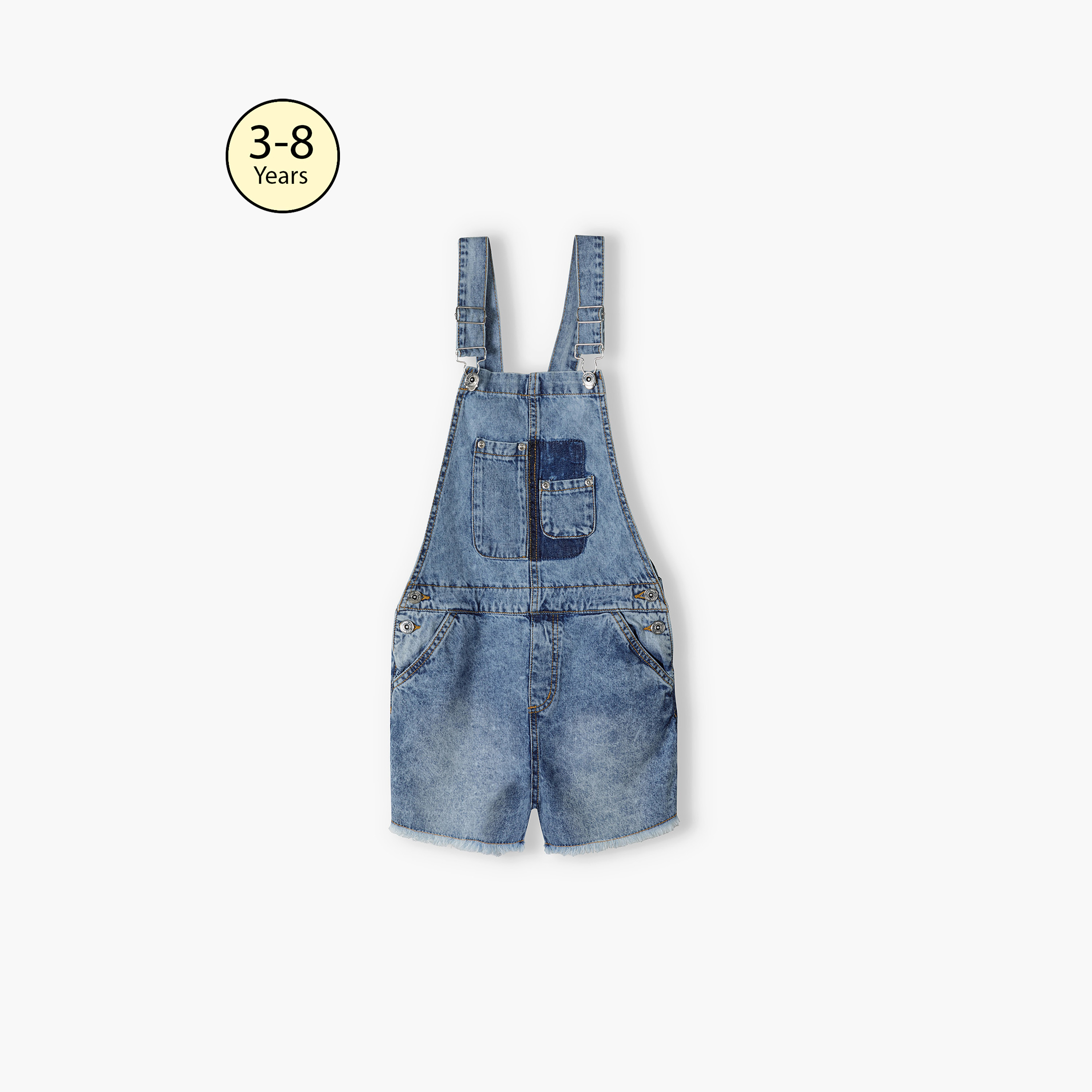 Minoti Solid Sleeveless Dungarees-girls-clothing-rompers-image-1
