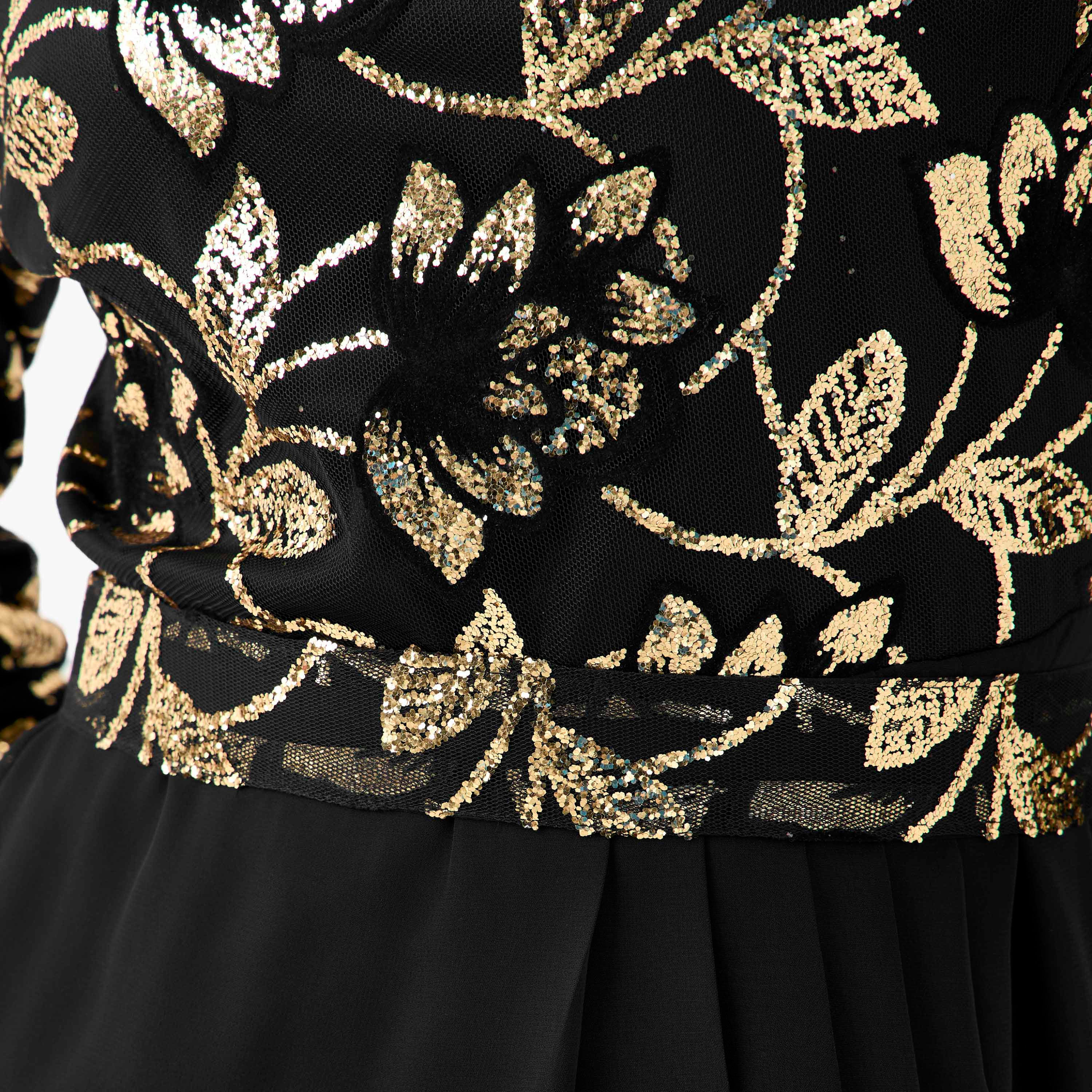 فستان ماكسي مزيّن بكسرات بوليستر بفتحة جانبية من جولدن أبل-women-clothing-dresses-image-5