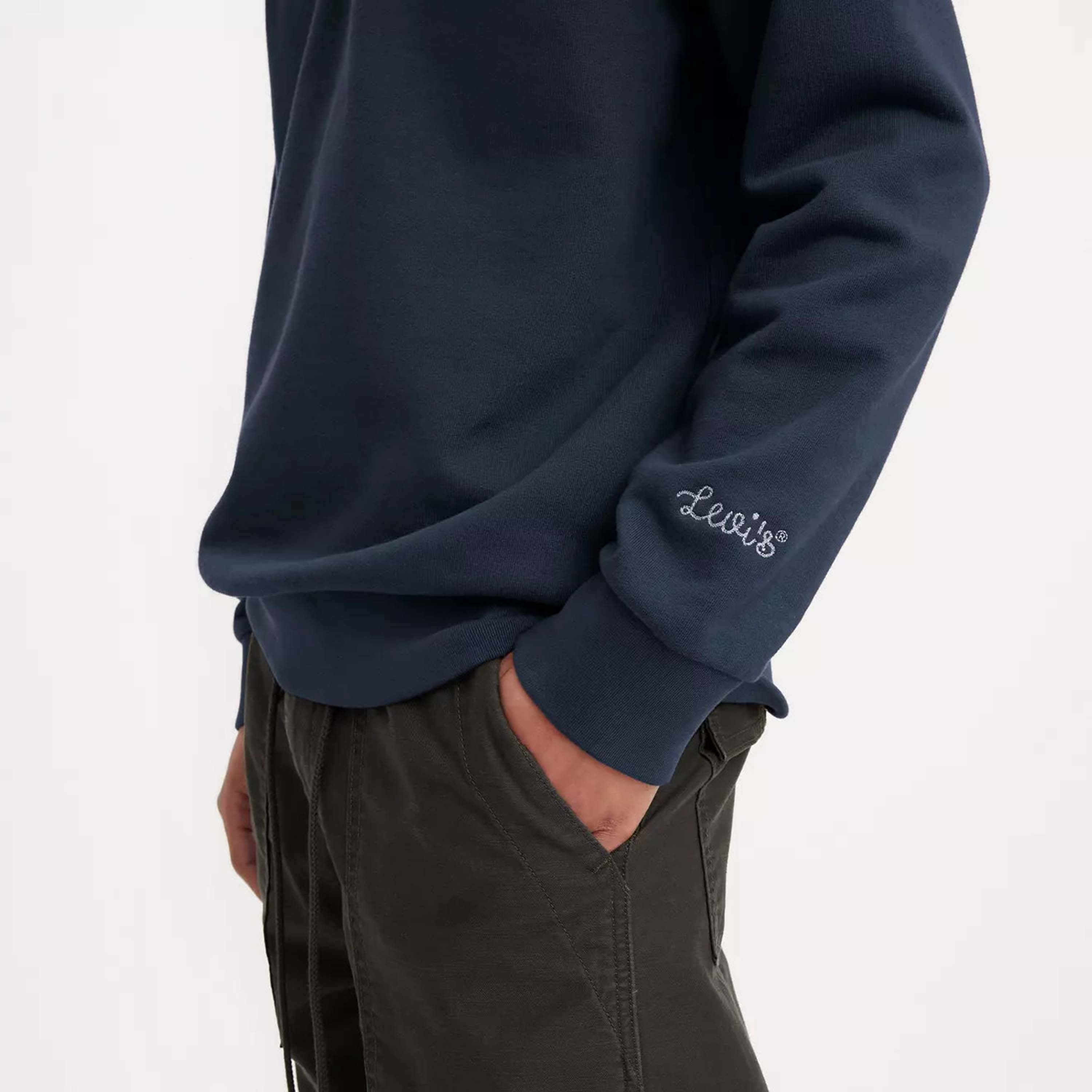 سويت شيرت رجالي سادة برقبة دائرية وأكمام طويلة من ليفايس-men-clothing-hoodiesandsweatshirts-image-3