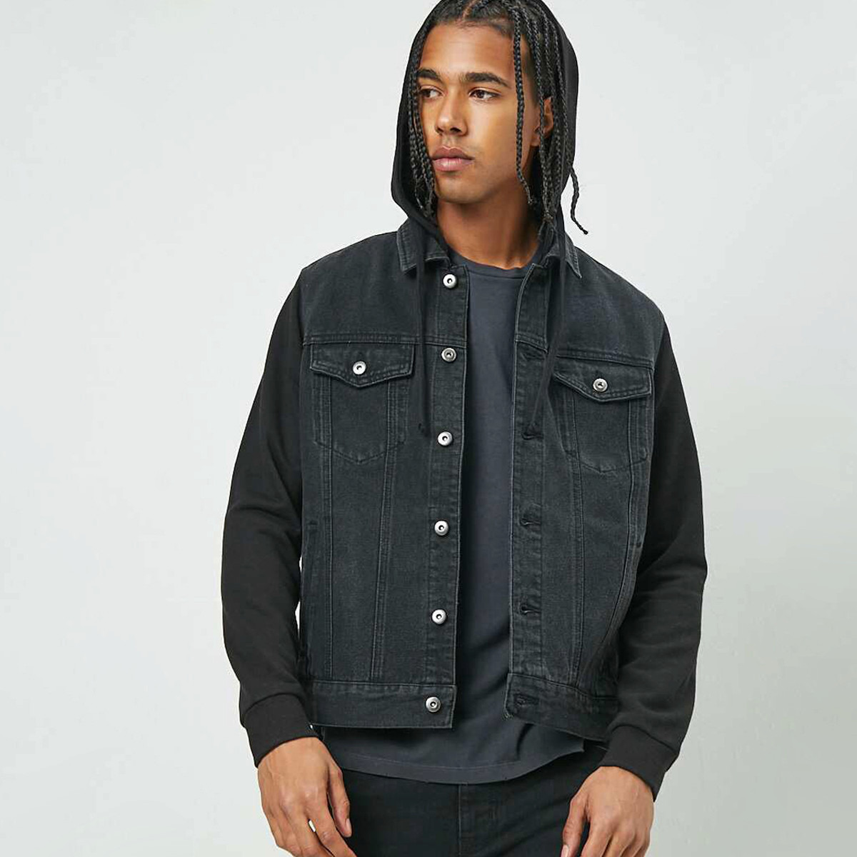 Buy Brave Soul men solid denim jacket black Online | Brands For Less