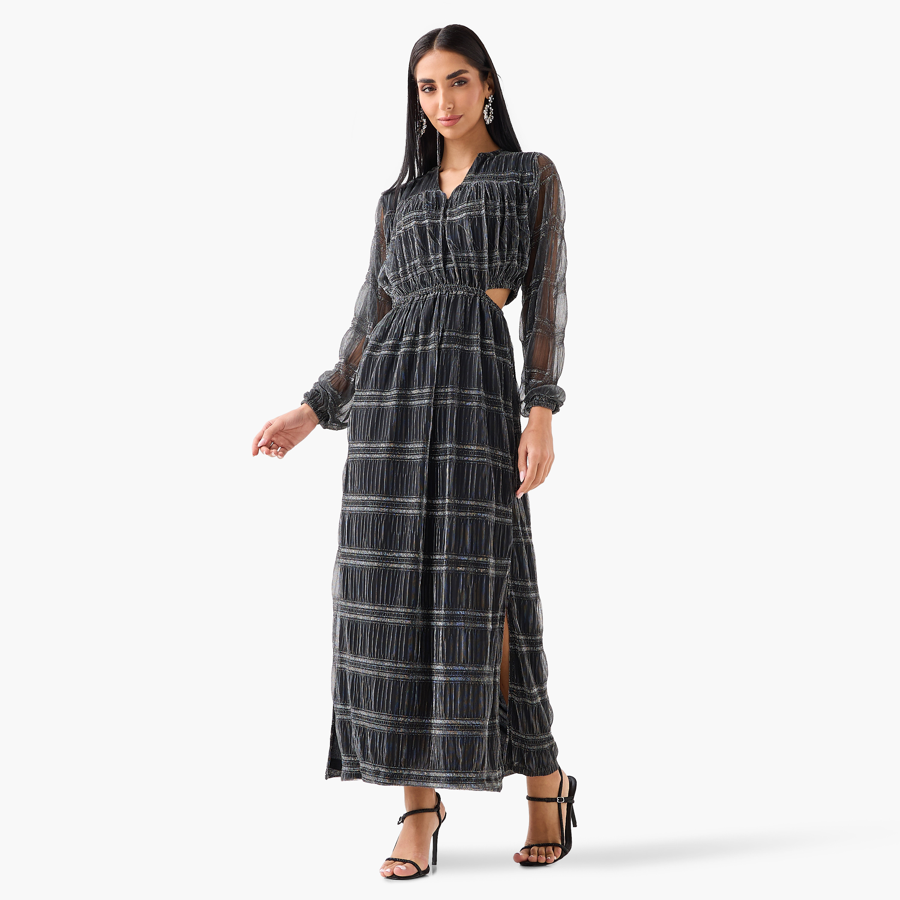 Golden Apple Textured Empire Women's Maxi Dress-women-clothing-dresses-image-6