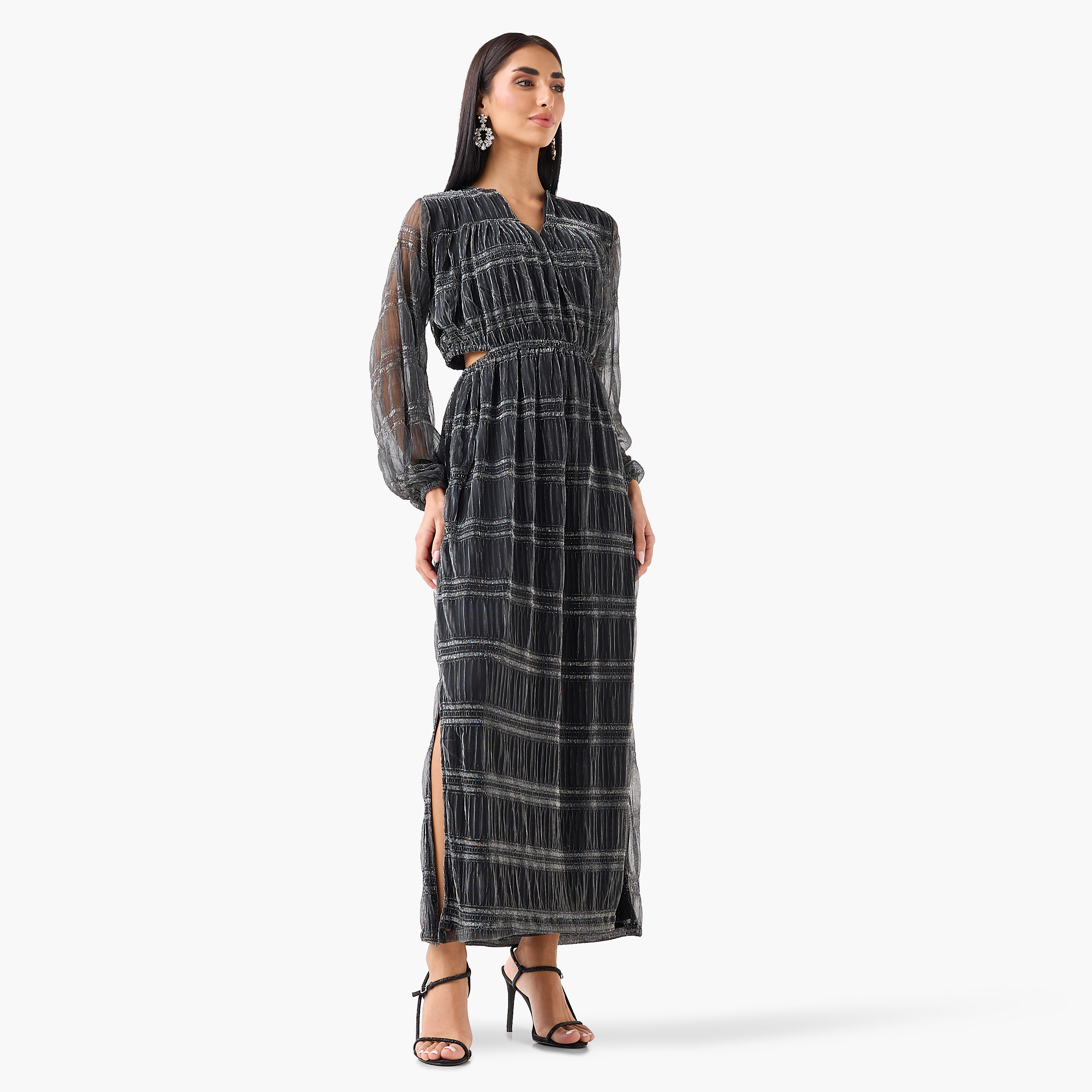 Golden Apple Textured Empire Women's Maxi Dress-women-clothing-dresses-image-8