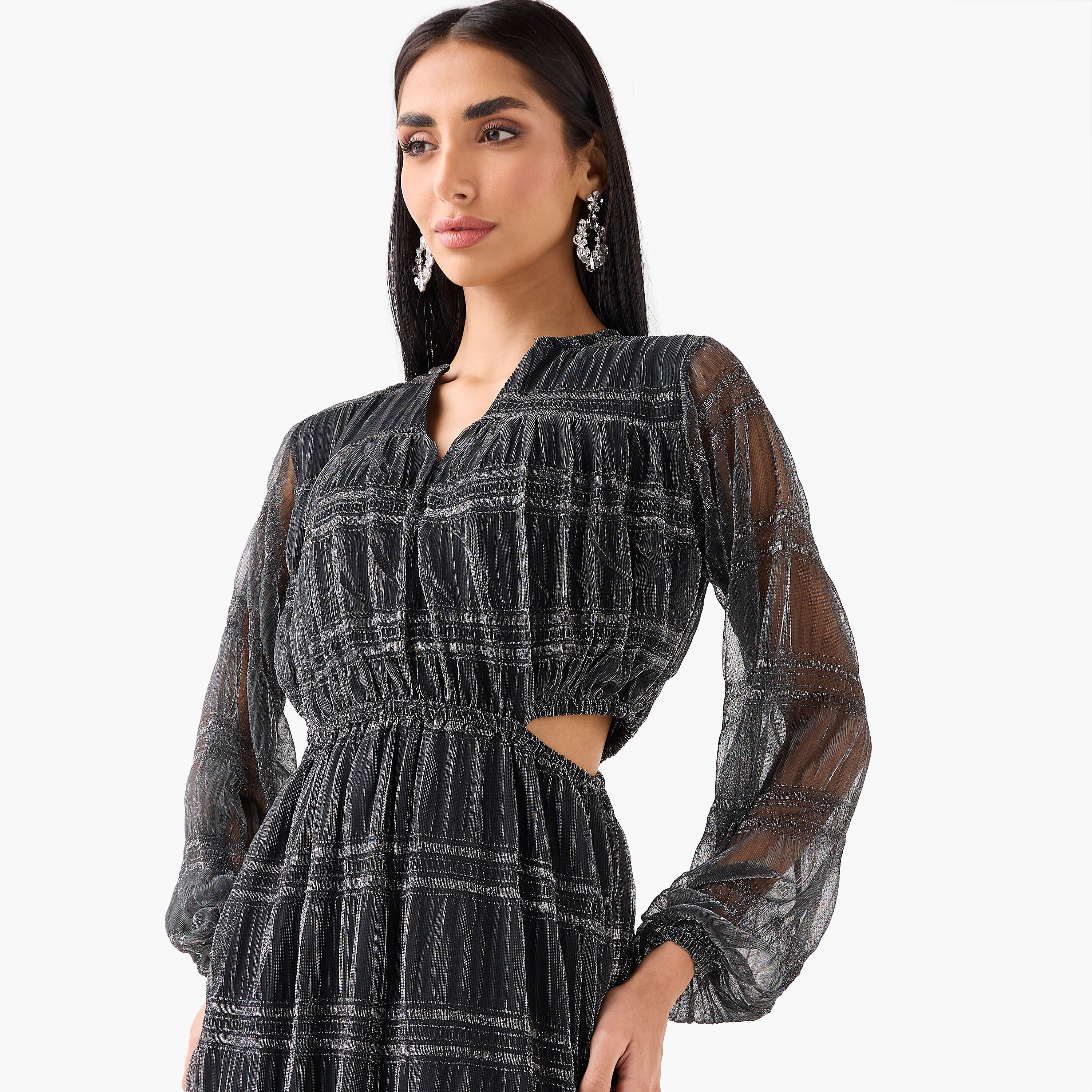 Golden Apple Textured Empire Women's Maxi Dress-women-clothing-dresses-image-10