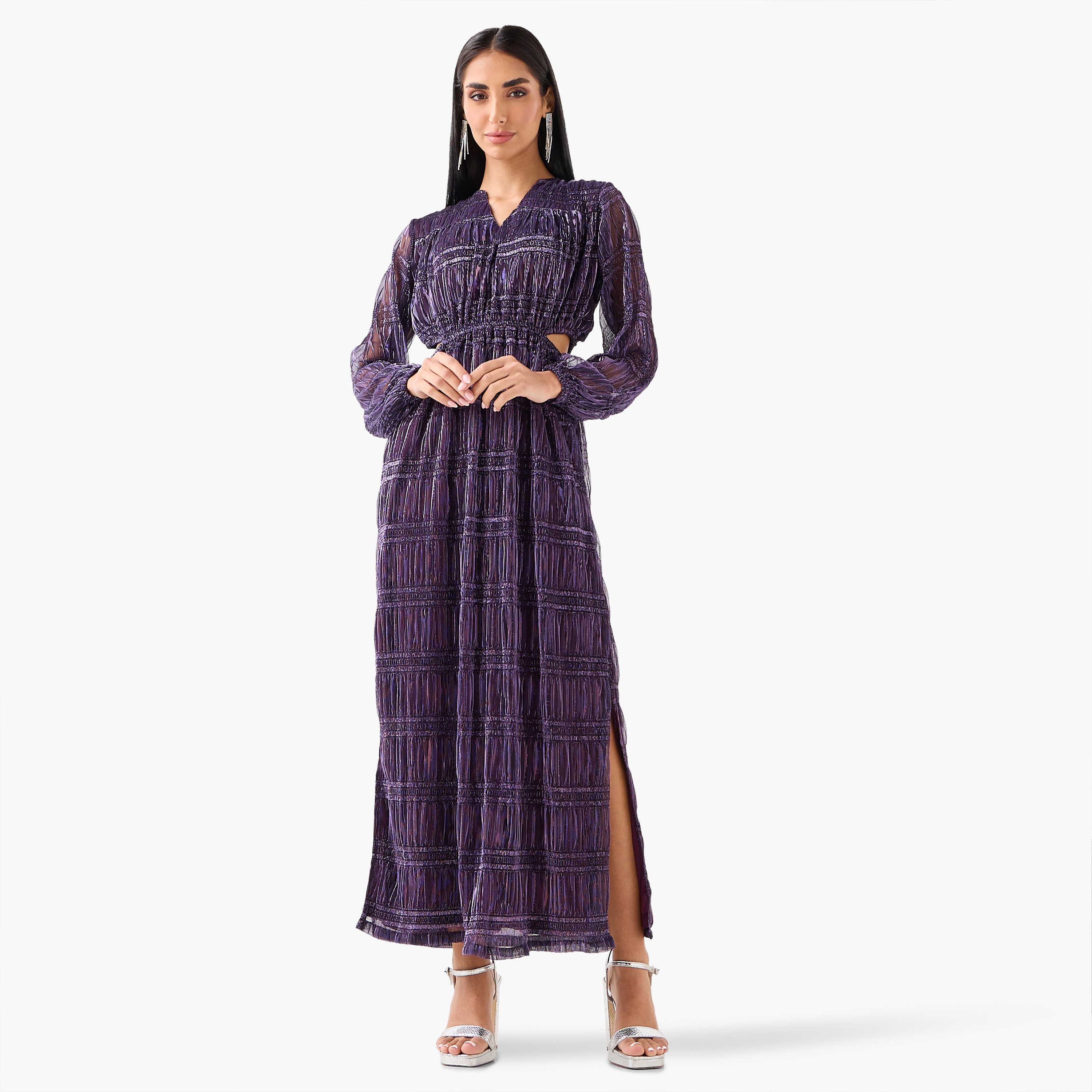 Golden Apple Textured Empire Women's Maxi Dress-women-clothing-dresses-image-1