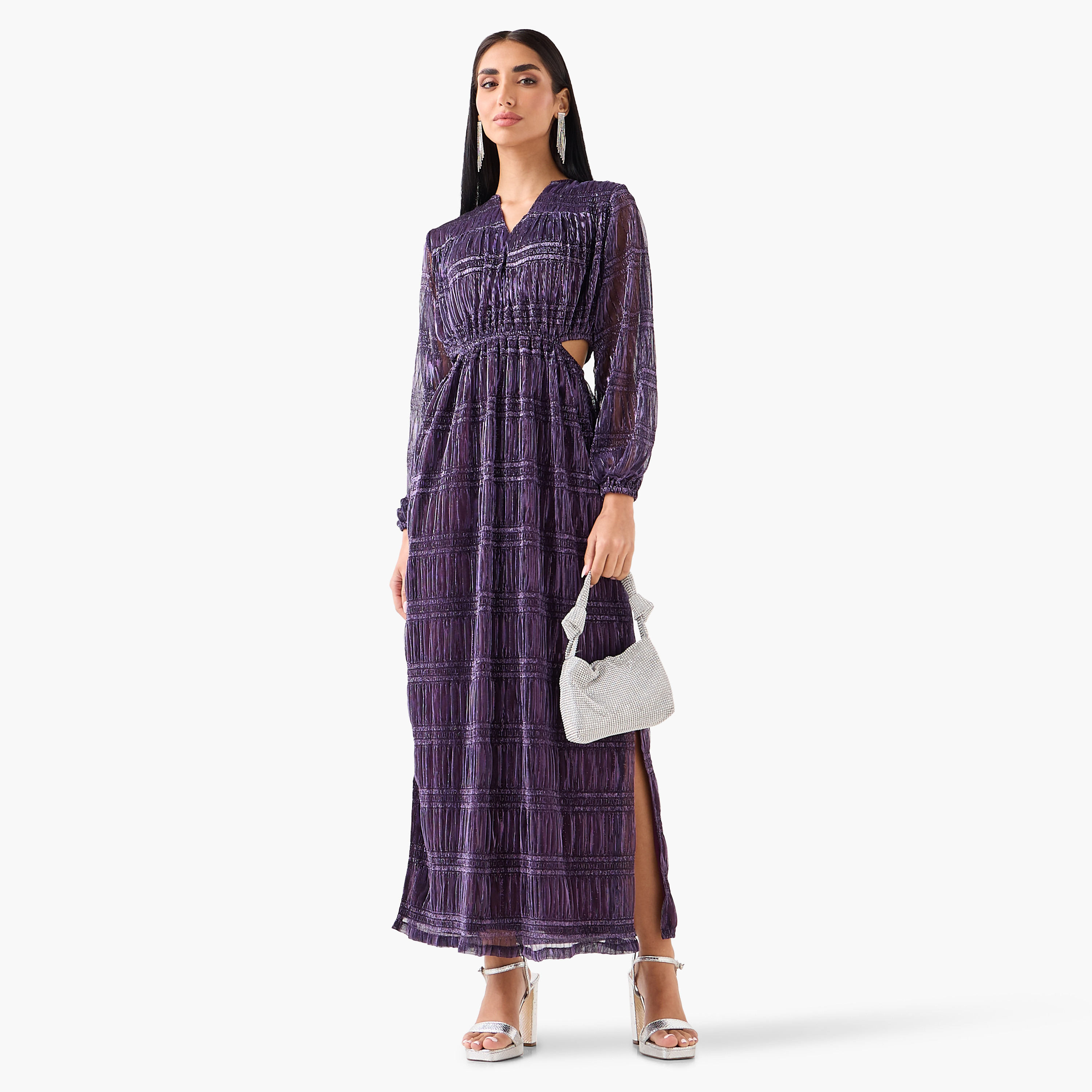 Golden Apple Textured Empire Women's Maxi Dress-women-clothing-dresses-image-3