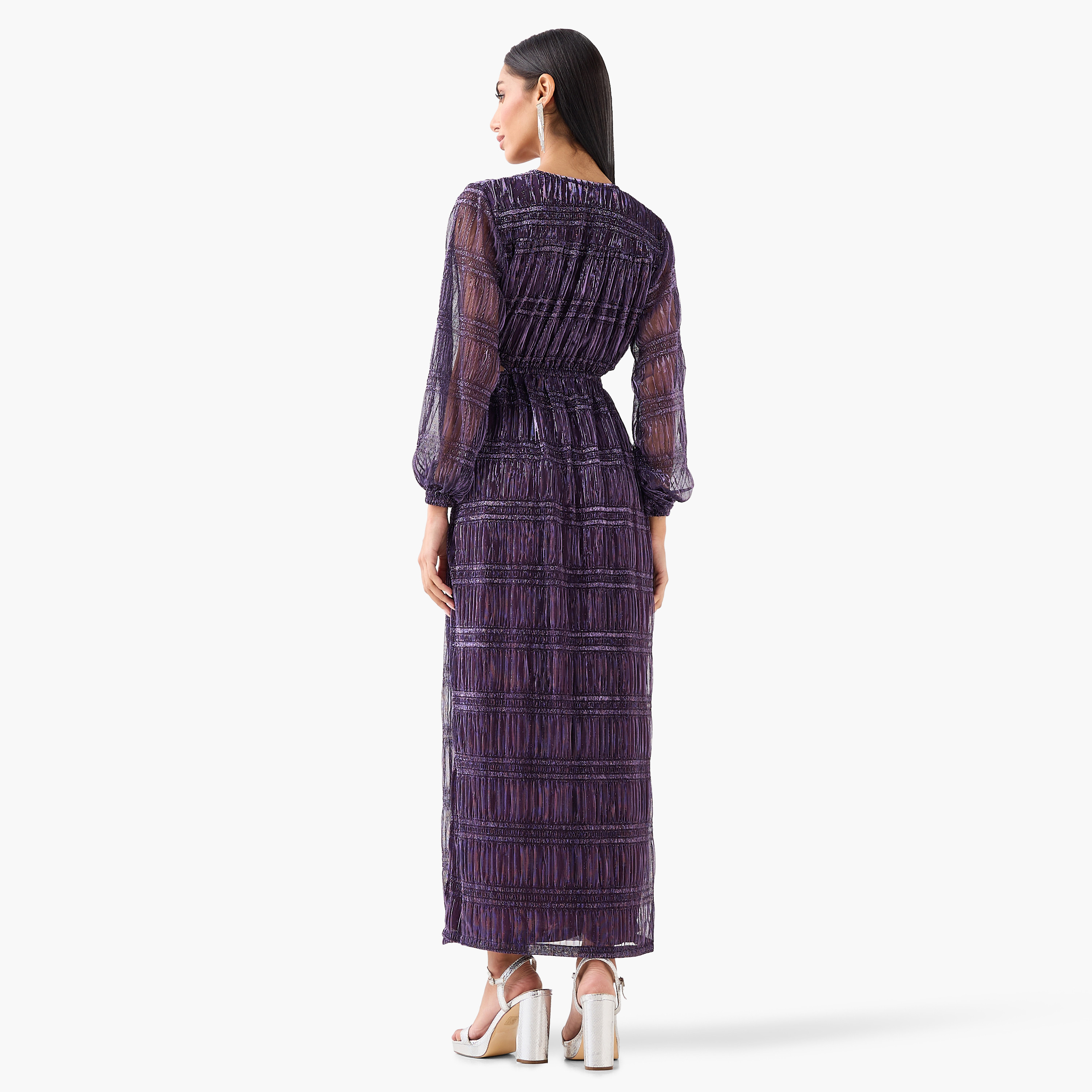 Golden Apple Textured Empire Women's Maxi Dress-women-clothing-dresses-image-4