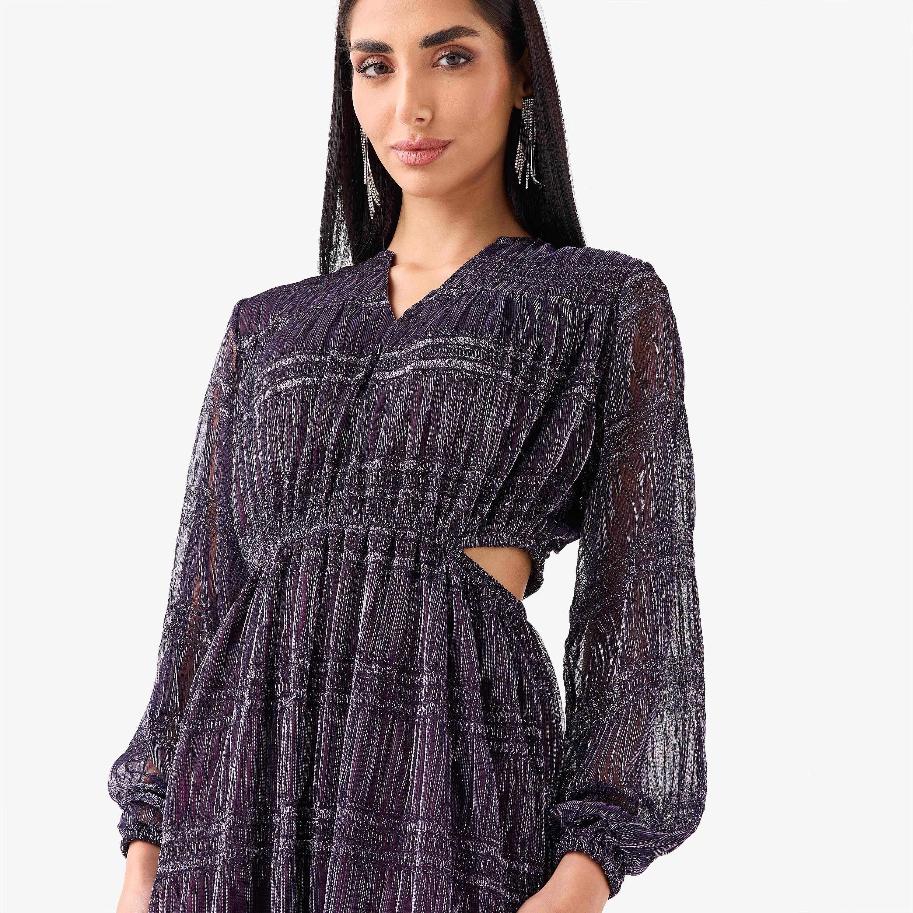 Golden Apple Textured Empire Women's Maxi Dress-women-clothing-dresses-image-5