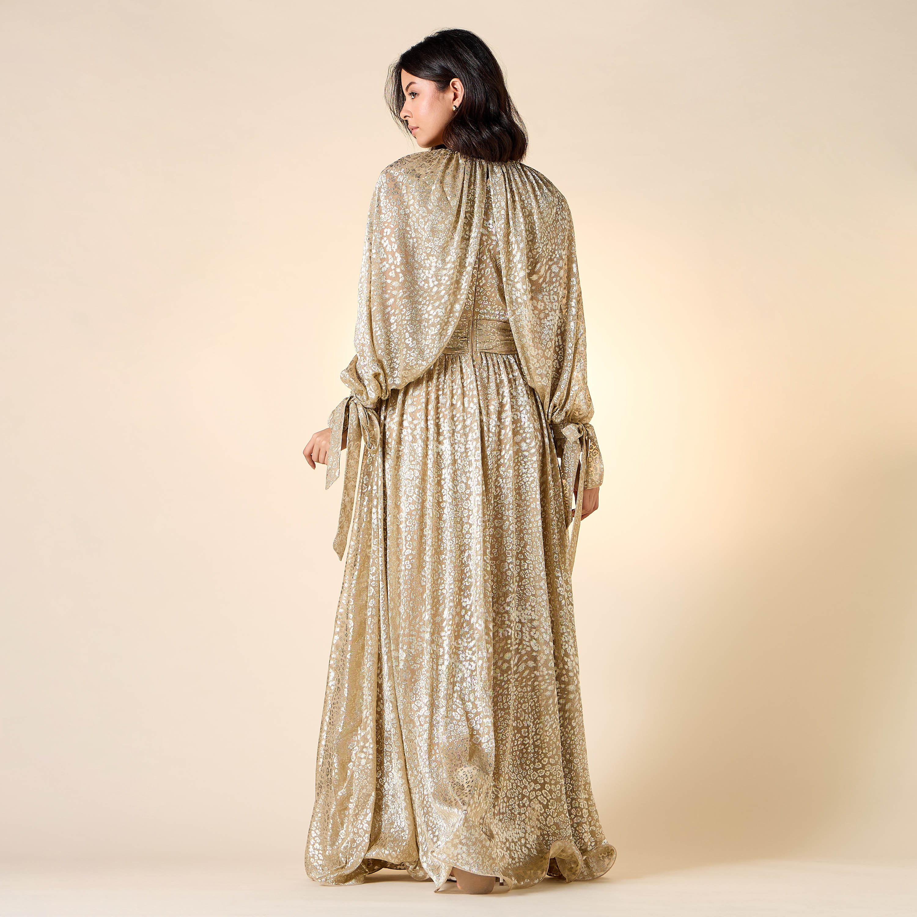 فستان بارز الملمس بأكمام واسعة وأربطة من جولدن أبل-women-clothing-dresses-image-3