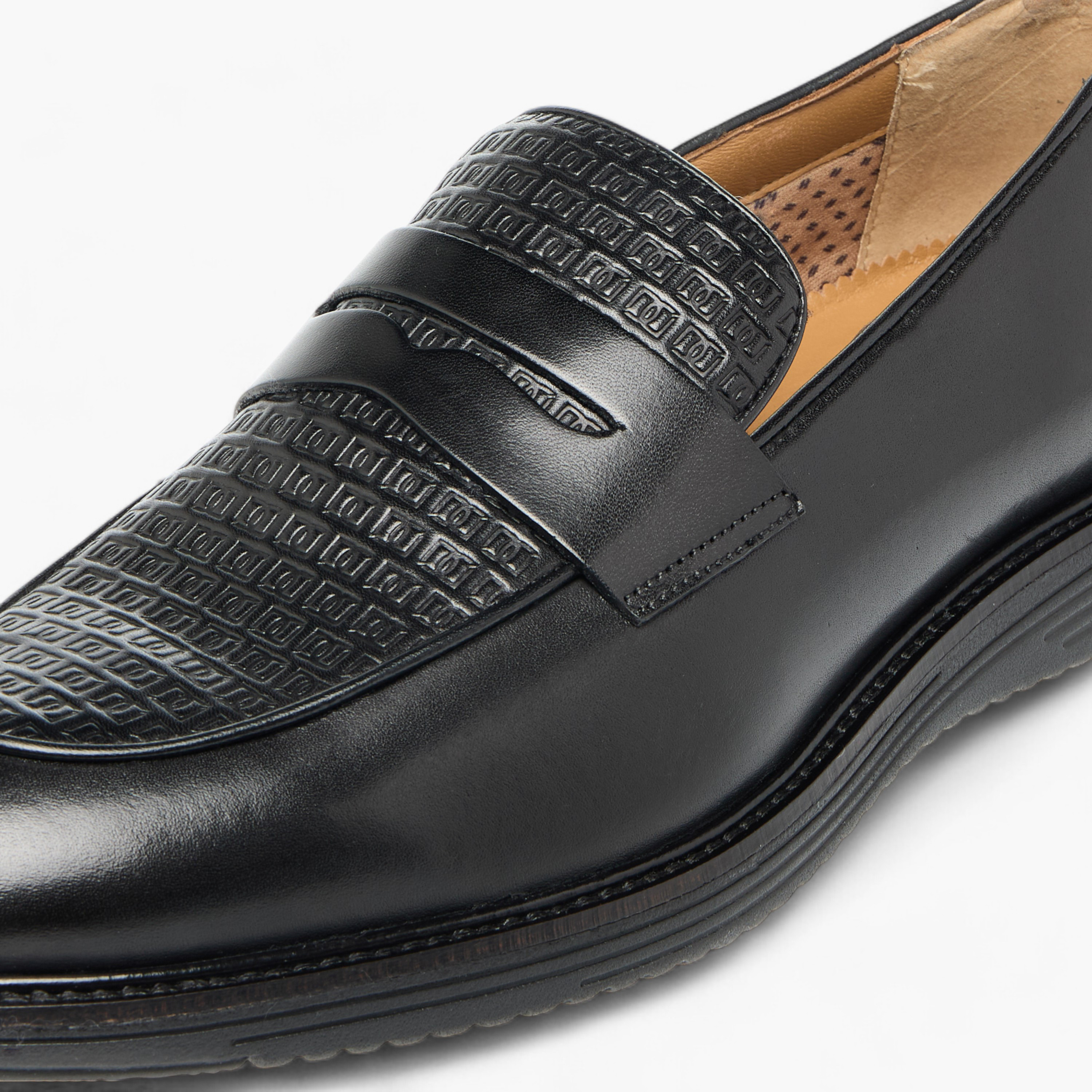 Duchini Men's Leather Textured Slip-On Loafers with Cutout Detail-men-shoes-formalshoes-image-4