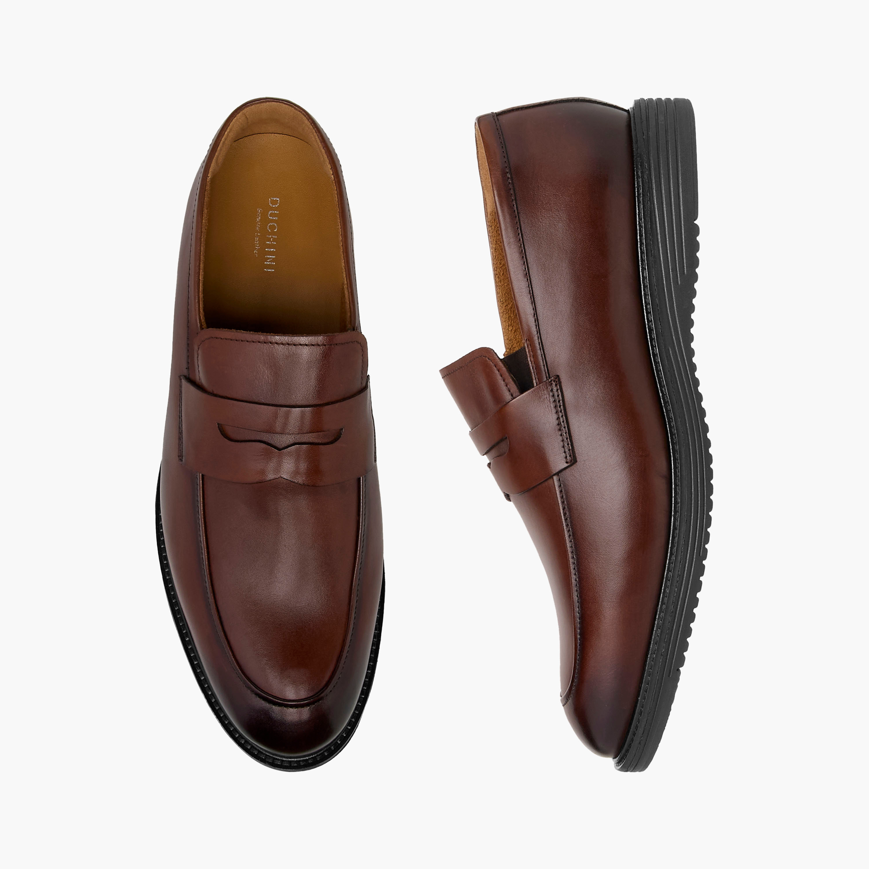 Duchini Men's Leather Cutout Accent Loafers-men-shoes-loafersandmoccasins-image-1