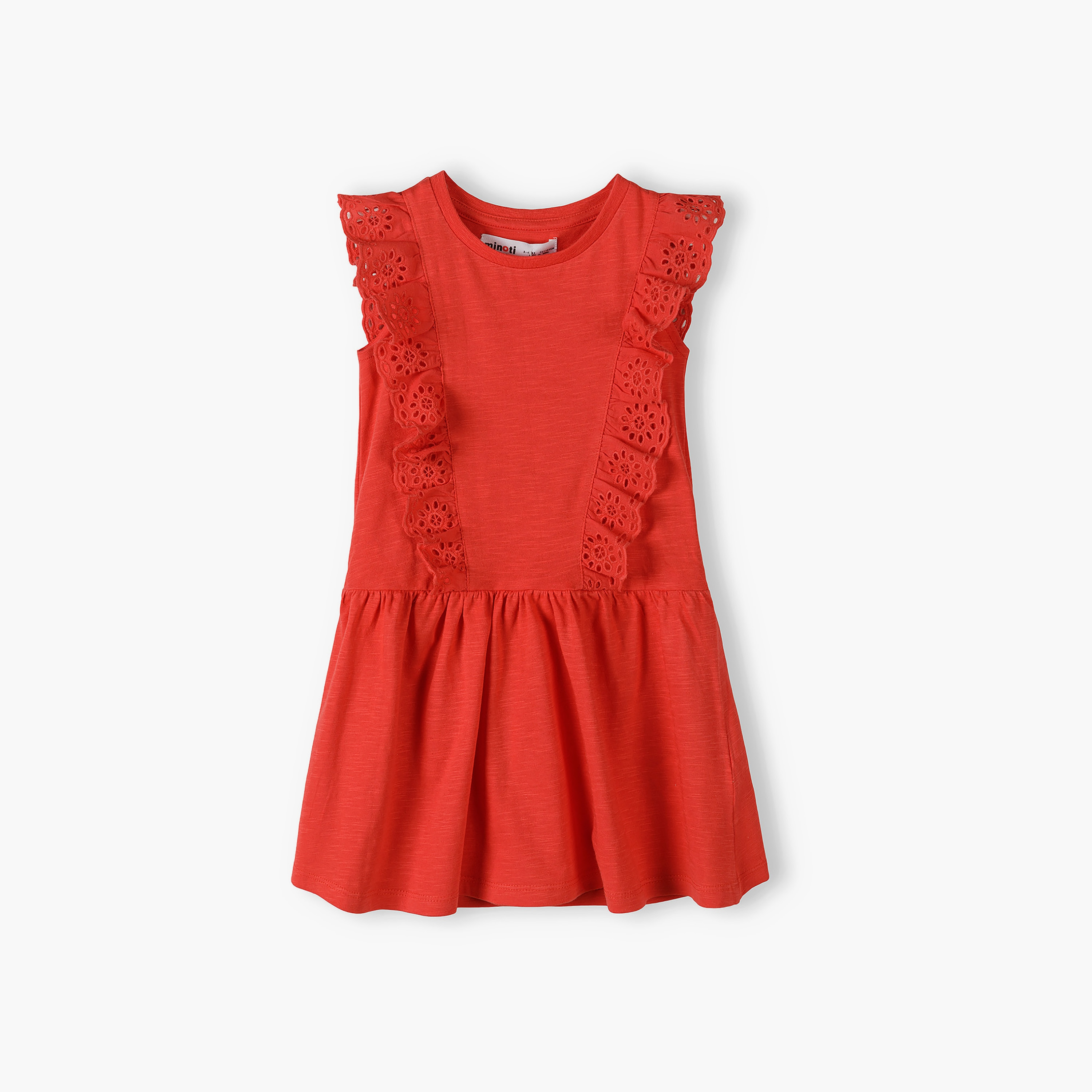 Minoti Embroidered Cap Sleeves Dress with Frills-girls-clothing-dressesandjumpsuits-image-2