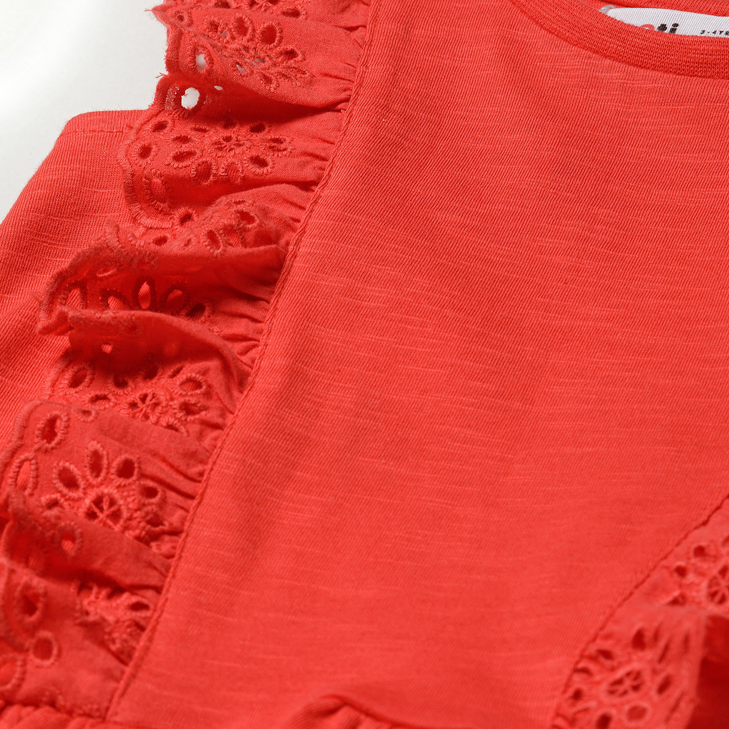 Minoti Embroidered Cap Sleeves Dress with Frills-girls-clothing-dressesandjumpsuits-image-4