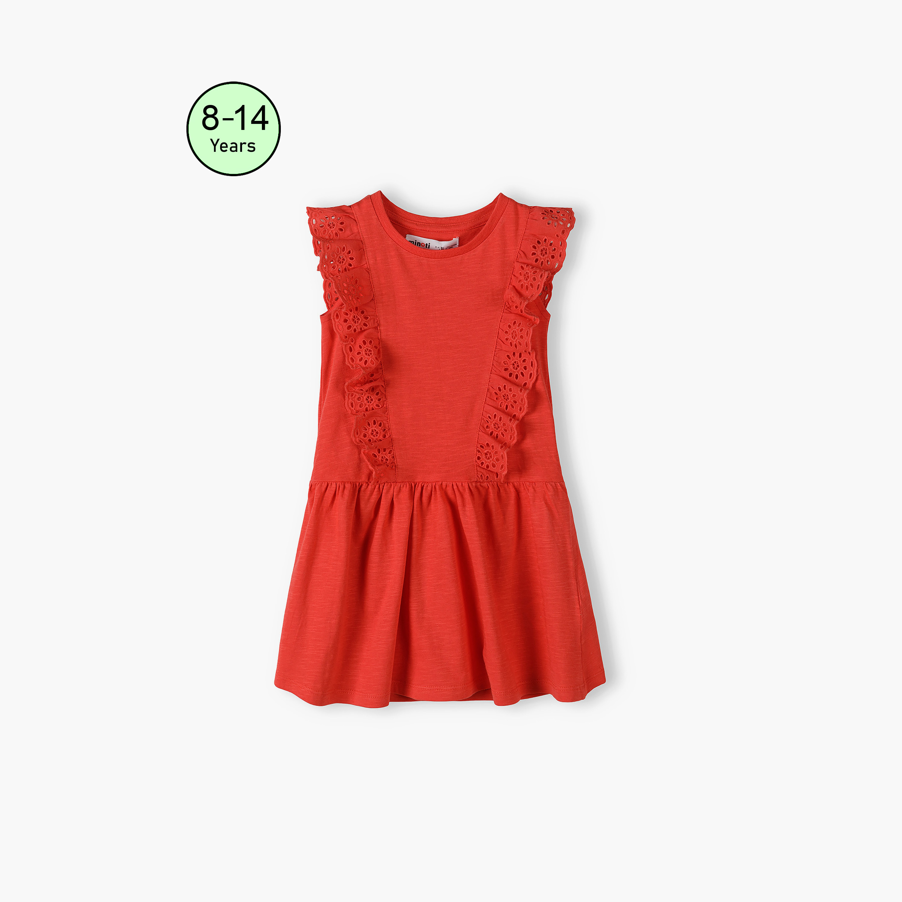 Minoti Embroidered Cap Sleeves Dress with Frills-girls-clothing-dressesandjumpsuits-image-1