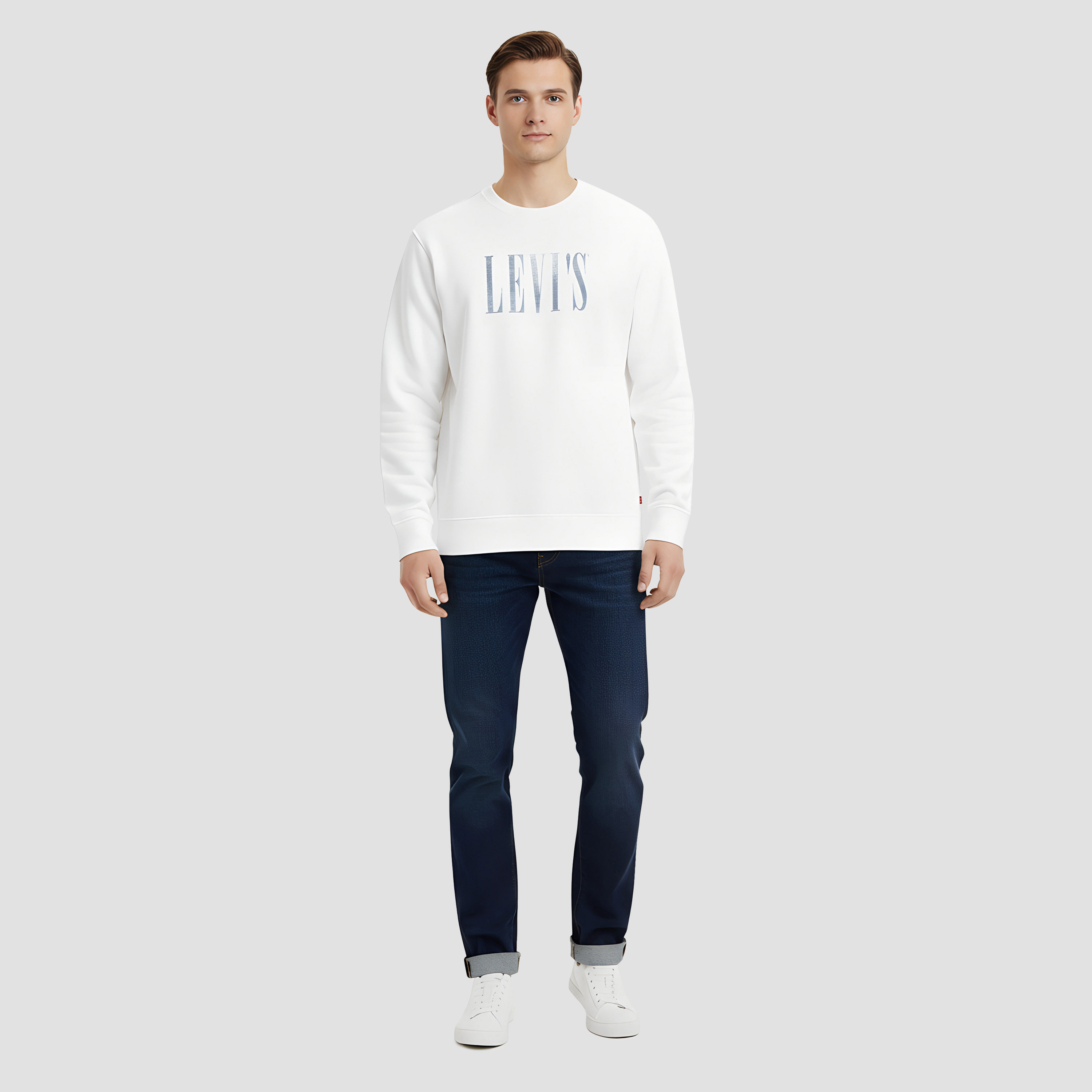 سويت شيرت رجالي سادة برقبة دائرية وأكمام طويلة من ليفايس-men-winterwear-hoodiesandsweatshirts-image-2