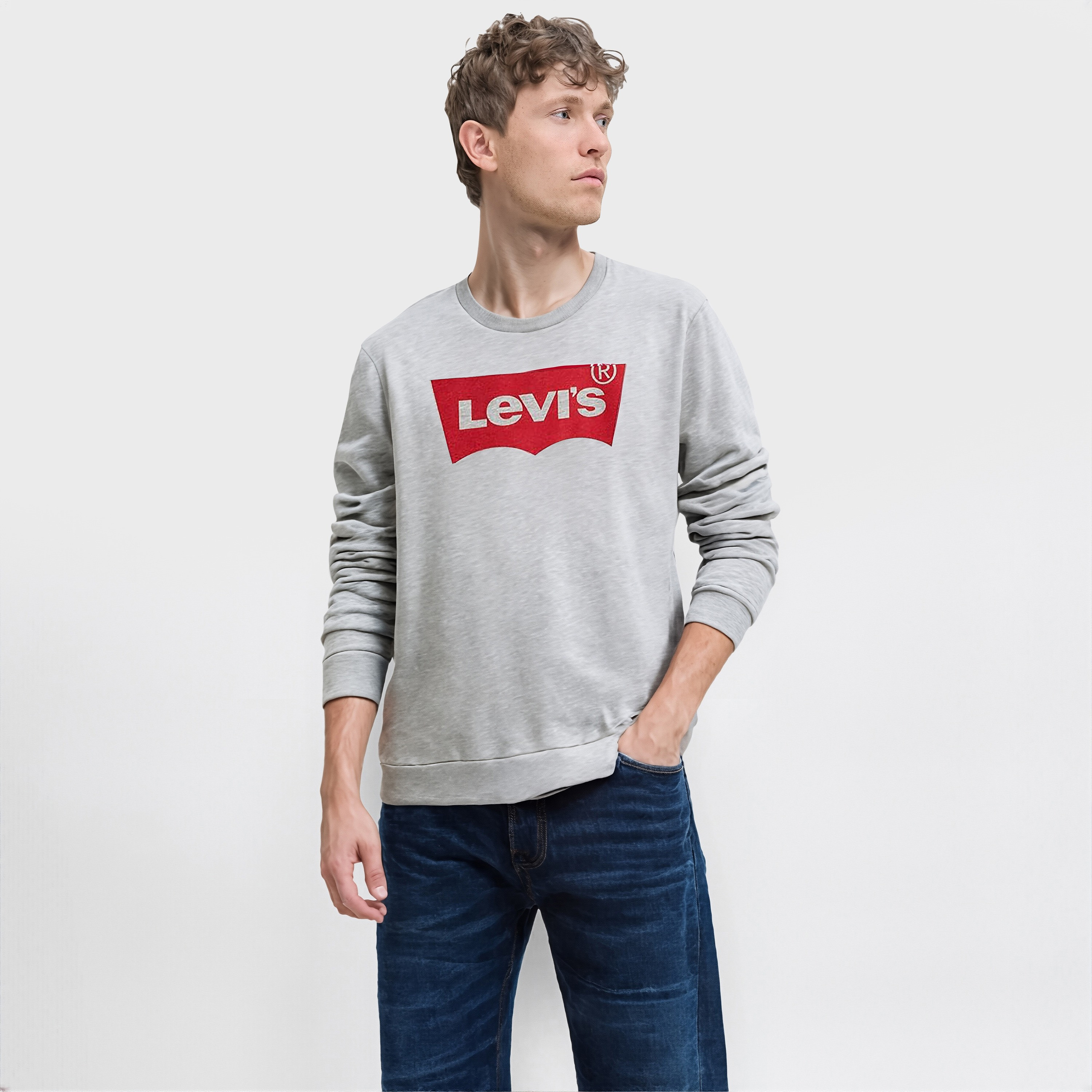 Levi's Logo Round Neck Long Sleeves Men's Sweatshirt-men-clothing-hoodiesandsweatshirts-image-1