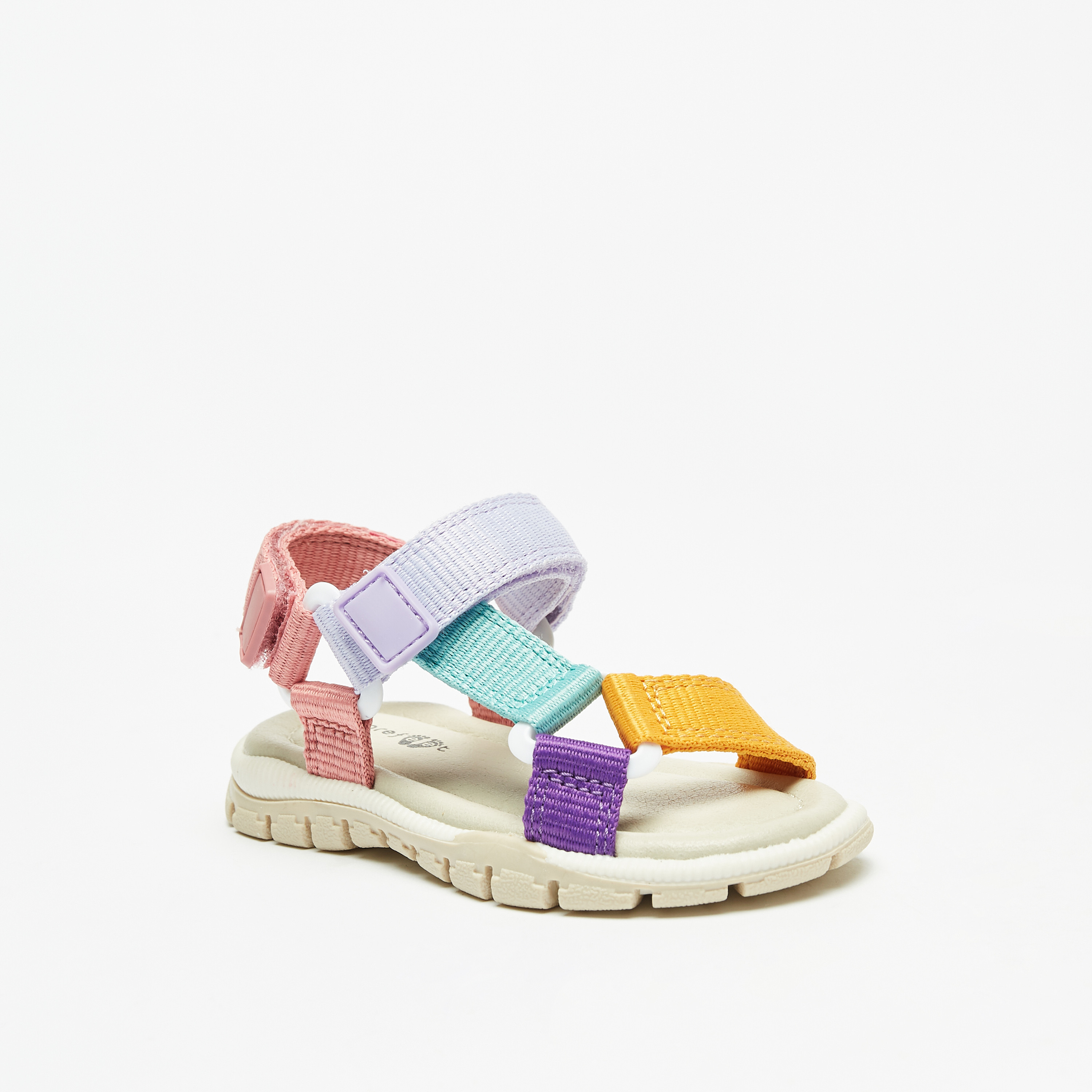 Barefeet Colourblock Sandals with Hook and Loop Closure-baby-girls-shoes-sandals-image-1