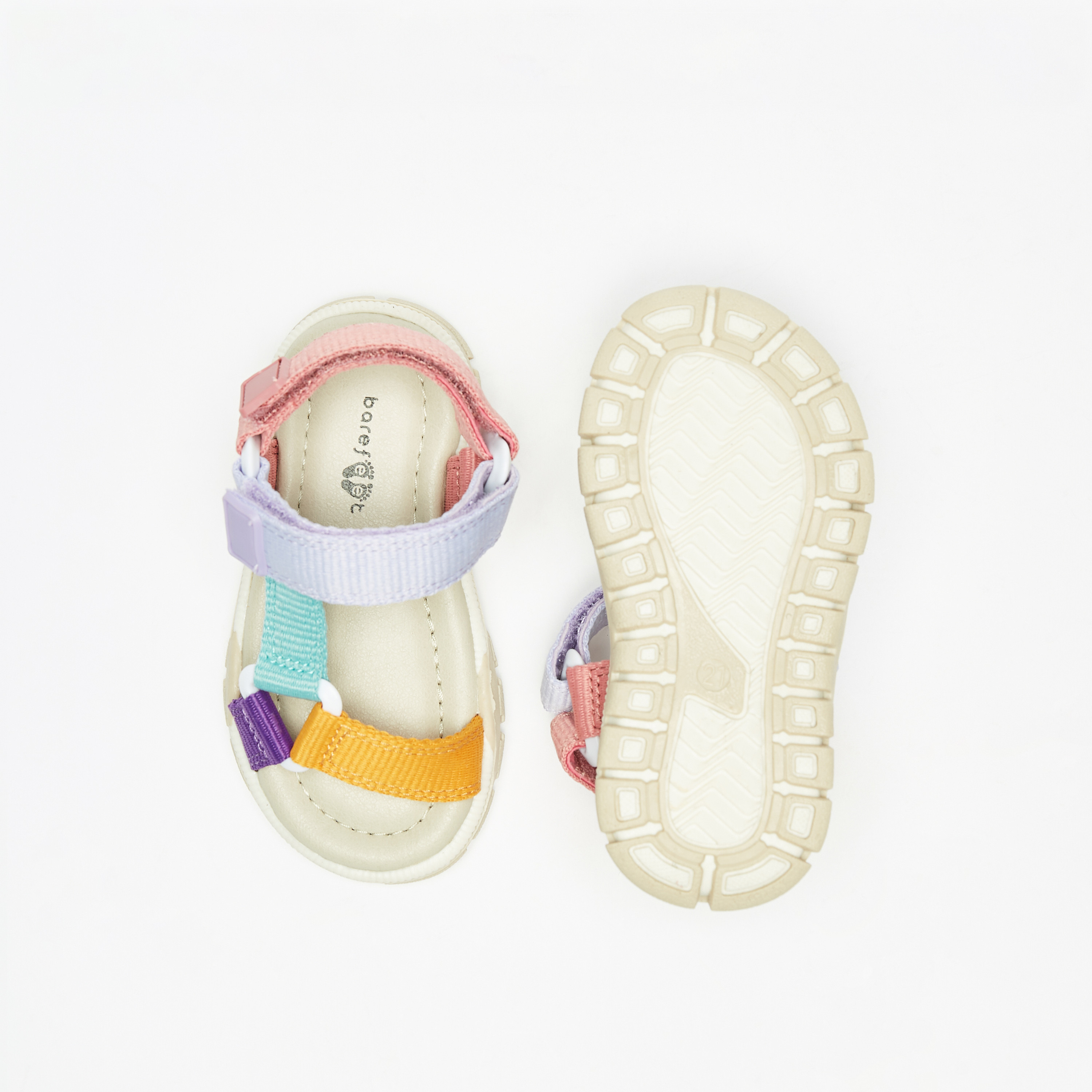 Barefeet Colourblock Sandals with Hook and Loop Closure-baby-girls-shoes-sandals-image-4