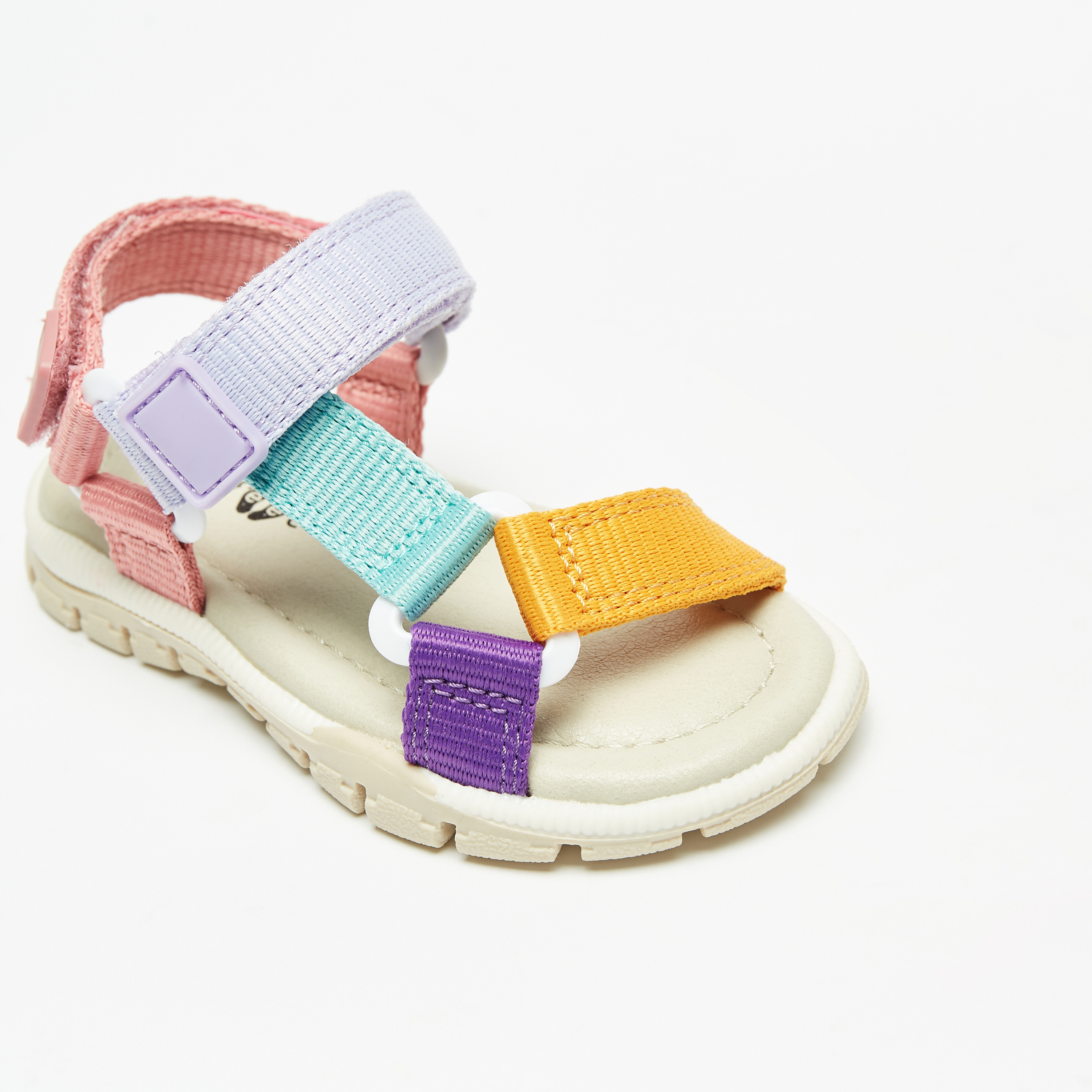 Barefeet Colourblock Sandals with Hook and Loop Closure-baby-girls-shoes-sandals-image-5