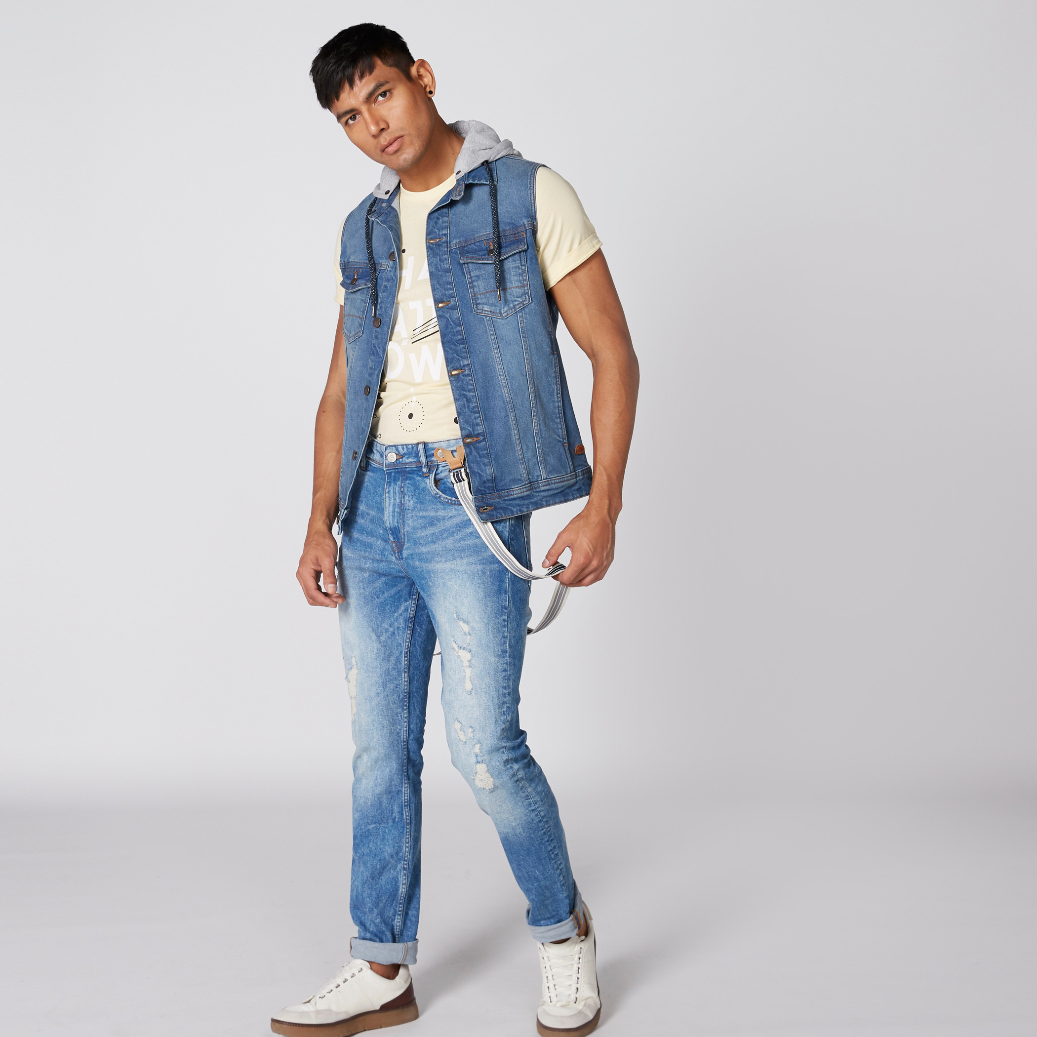 Jean jacket sleeveless sales men's