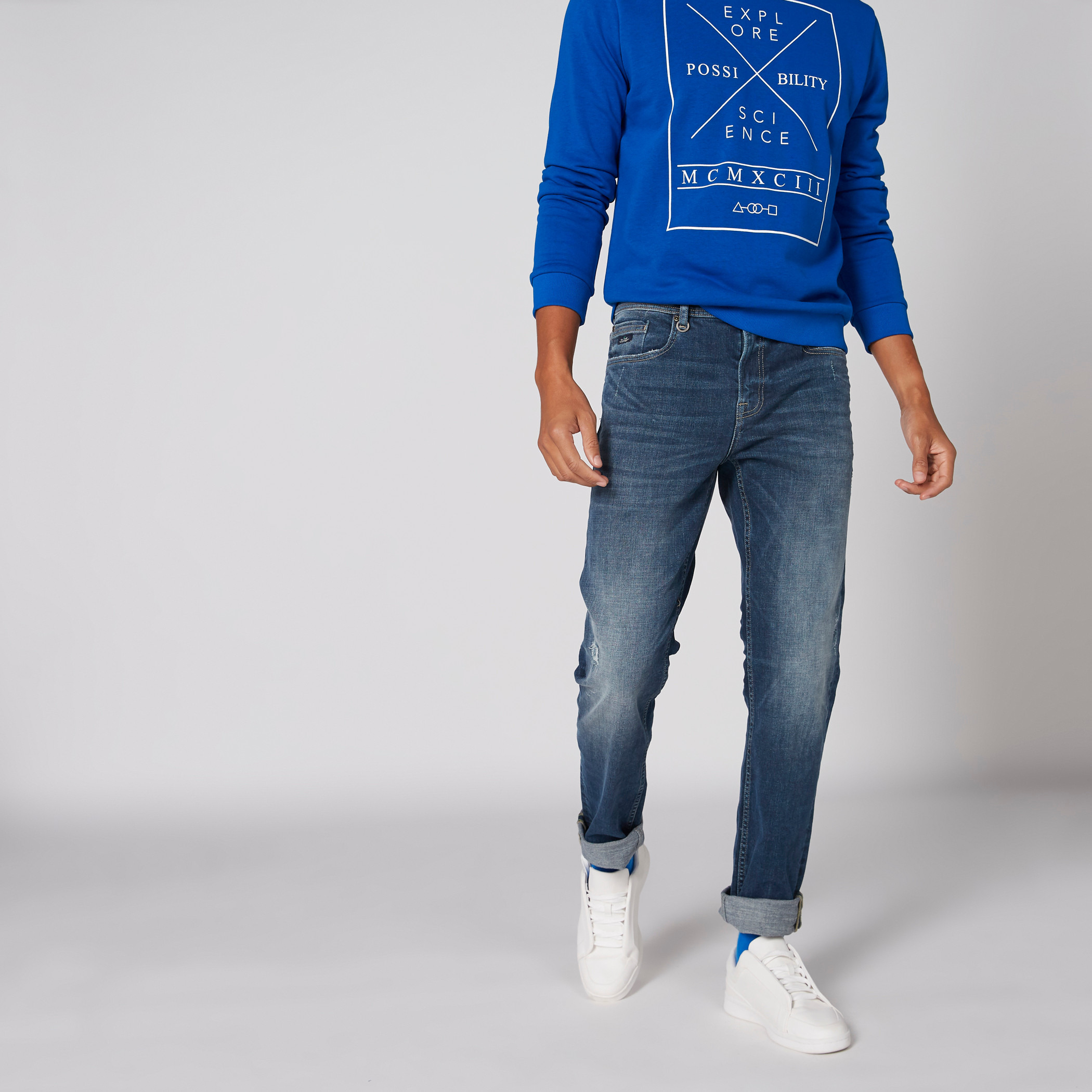 Shop Full Length Pocket Detail Jeans with Button Closure Online ...