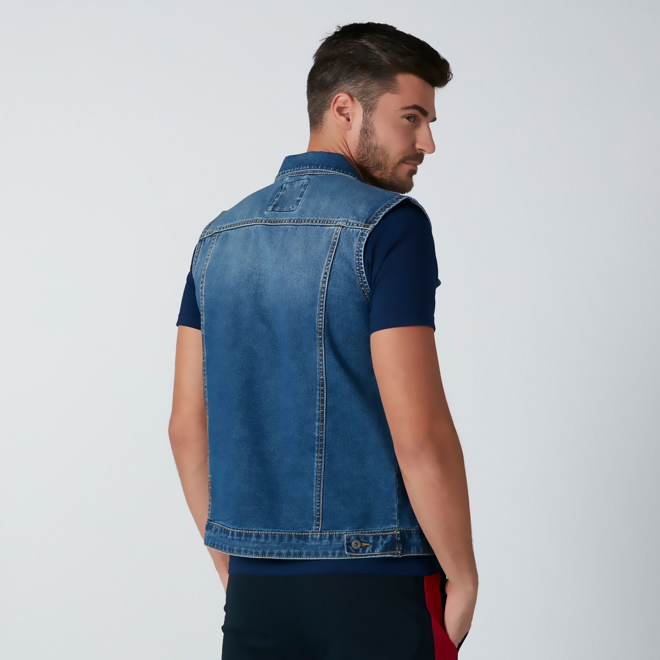 Short sleeveless clearance denim jacket