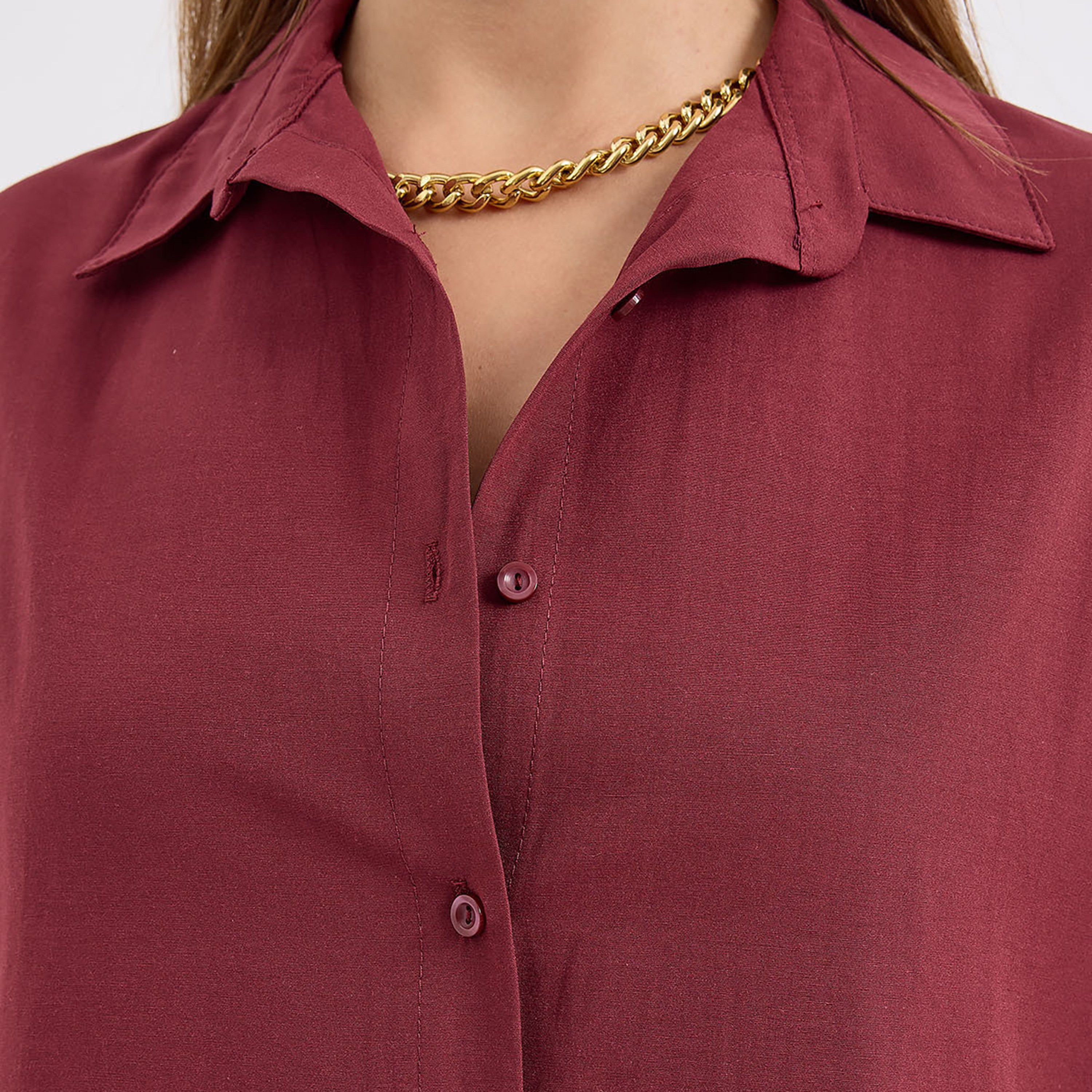 Bigdart Red Spread Collar Drop Shoulder Sleeves Women's Shirt-women-clothing-shirtsandblouses-shirts-image-5
