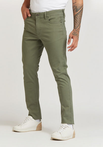 Skinny Fit Full Length Solid Low-Rise Jeans with Button Closure