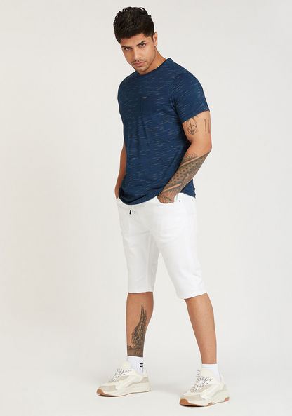 Distressed Low-Rise Shorts with Pocket Detail and Drawstring