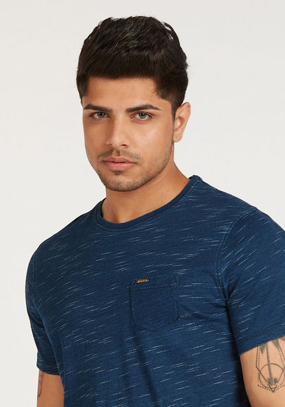 Slim Fit Textured T-shirt with Crew Neck and Short Sleeves