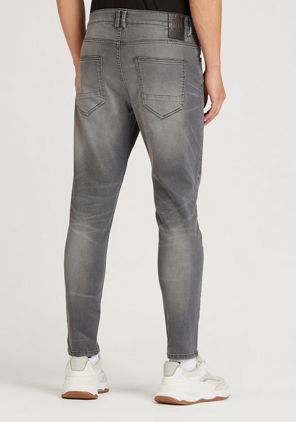 Slim Fit Distressed Low-Rise Jeans with Pocket Detail and Belt Loops