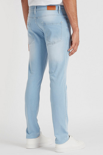 Sustainable Solid Skinny Fit Low-Rise Denim Jeans with Button Closure