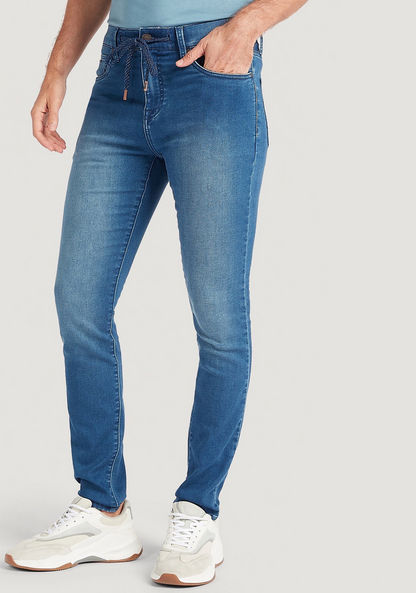 Light Wash Slim Fit Jeans with Flexi Waist-Jeans-image-0