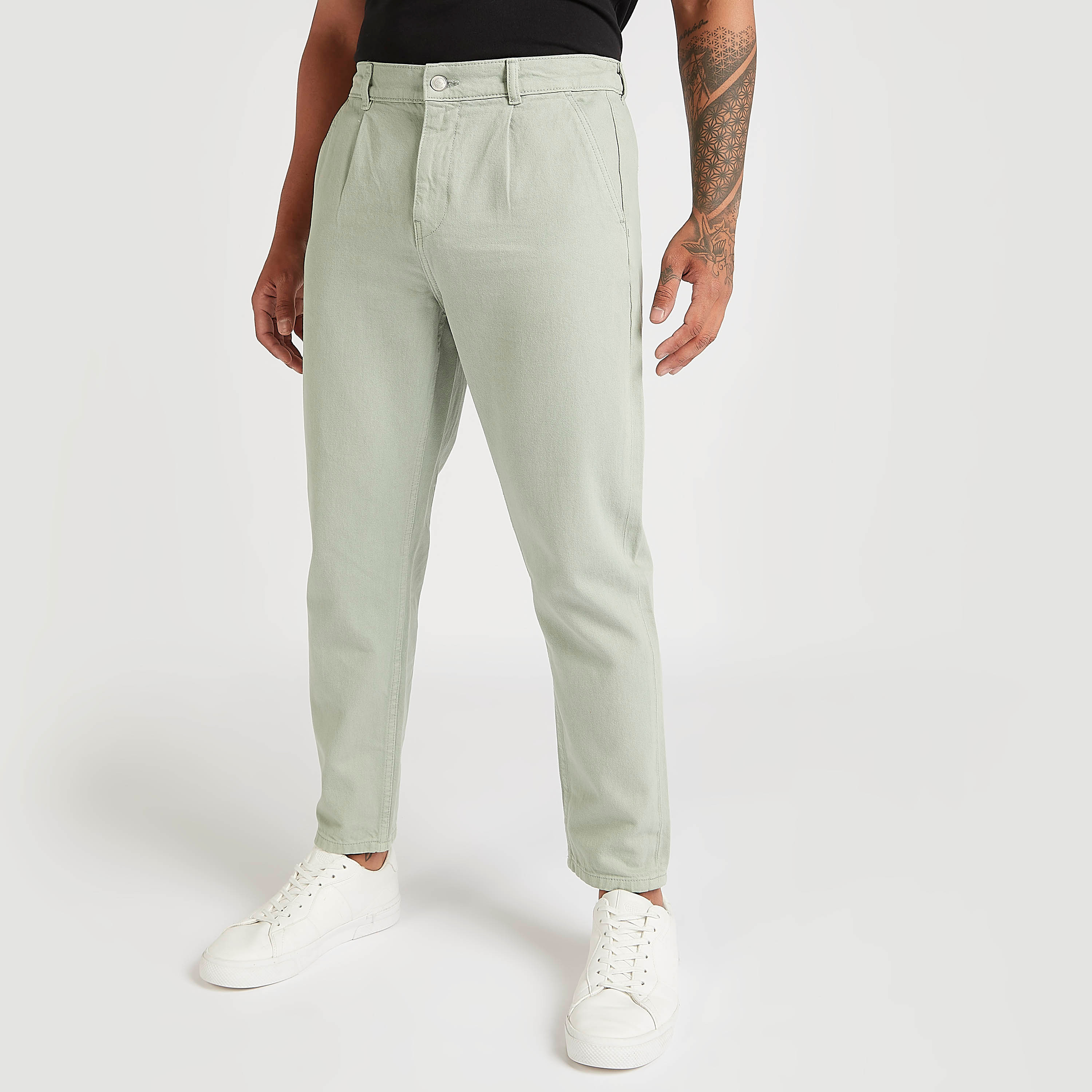 Solid Mid-Rise Jeans with Pockets and Button Closure-men-clothing-bottoms-jeans-image-1