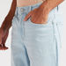 Solid Flexi Waist Denim Shorts with Pockets-Shorts-thumbnail-2